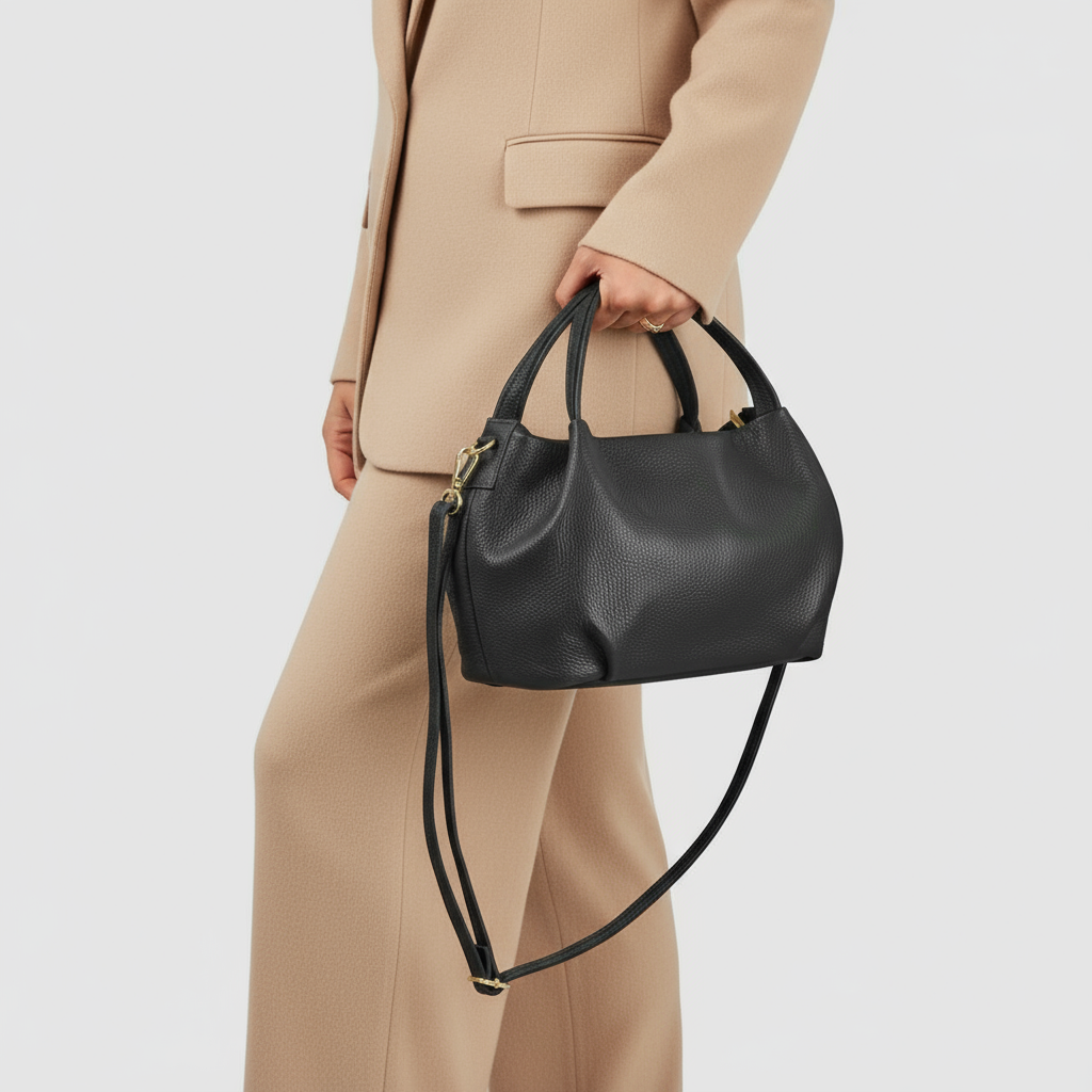 Italian Genuine Calf Leather Top-Handle Bag 322055