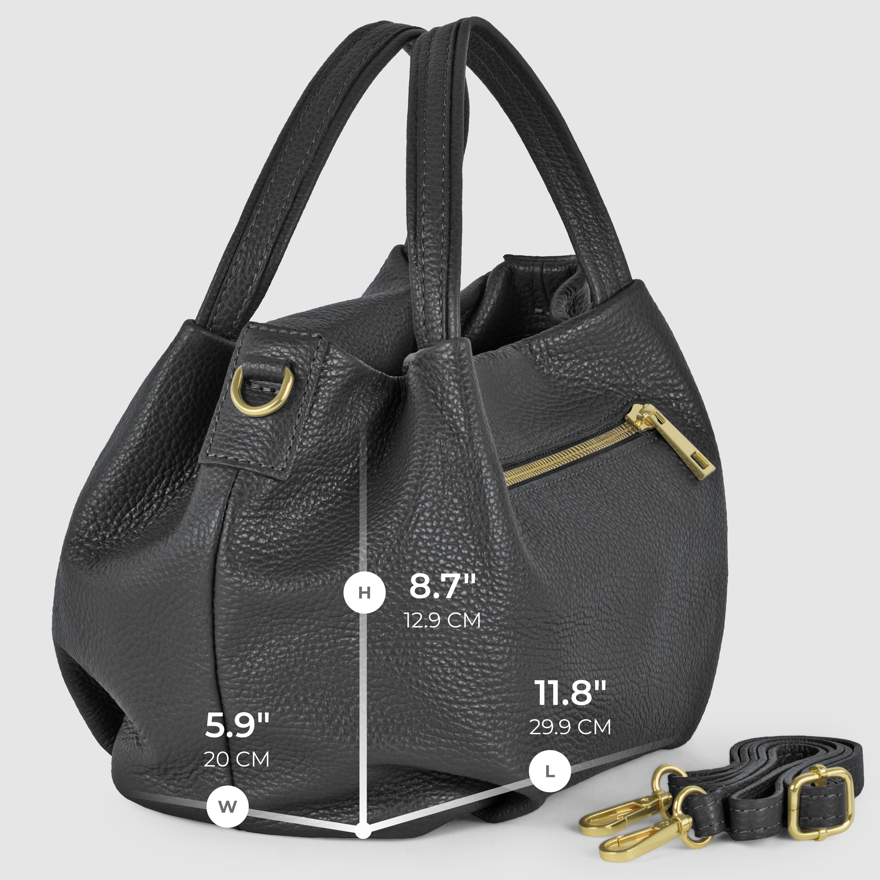 Italian Genuine Calf Leather Top-Handle Bag 322055