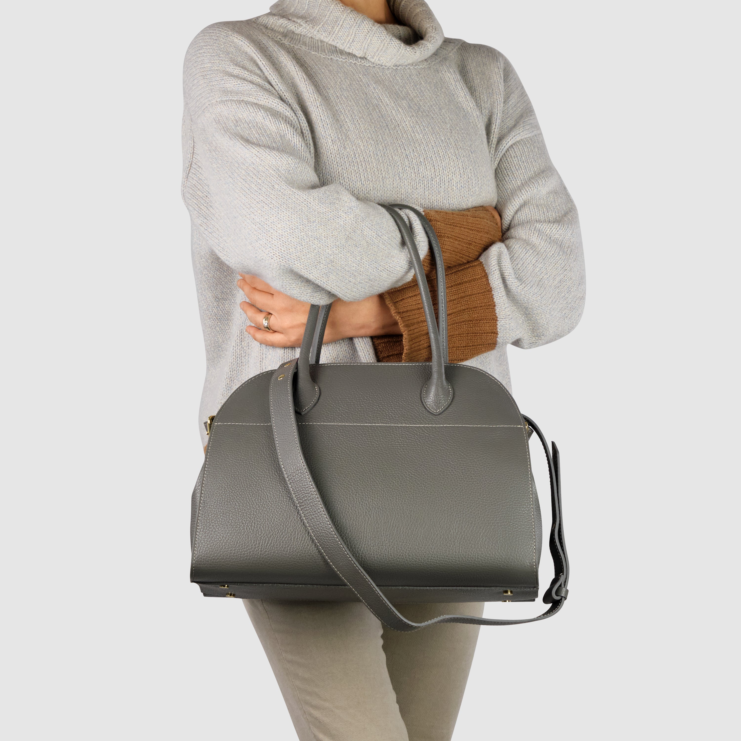 Italian Genuine Calf Leather Top-Handle Bag 413912