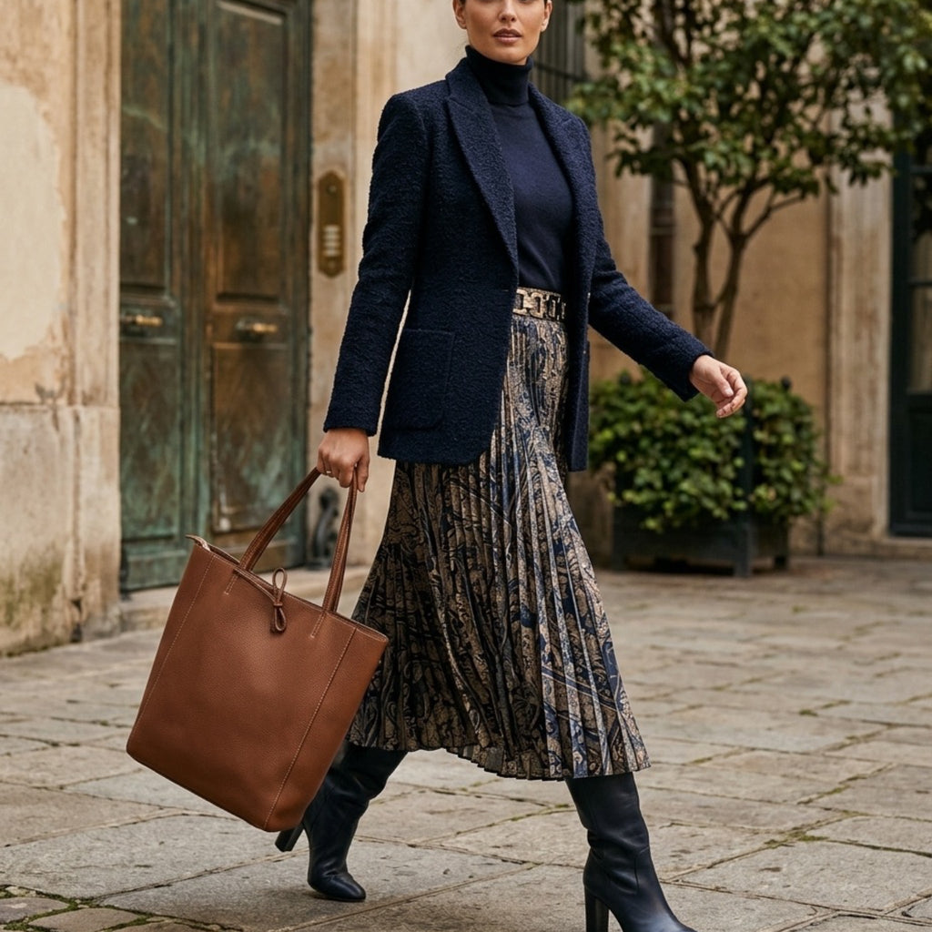 Italian Genuine Calf Leather Tote Bag 201718