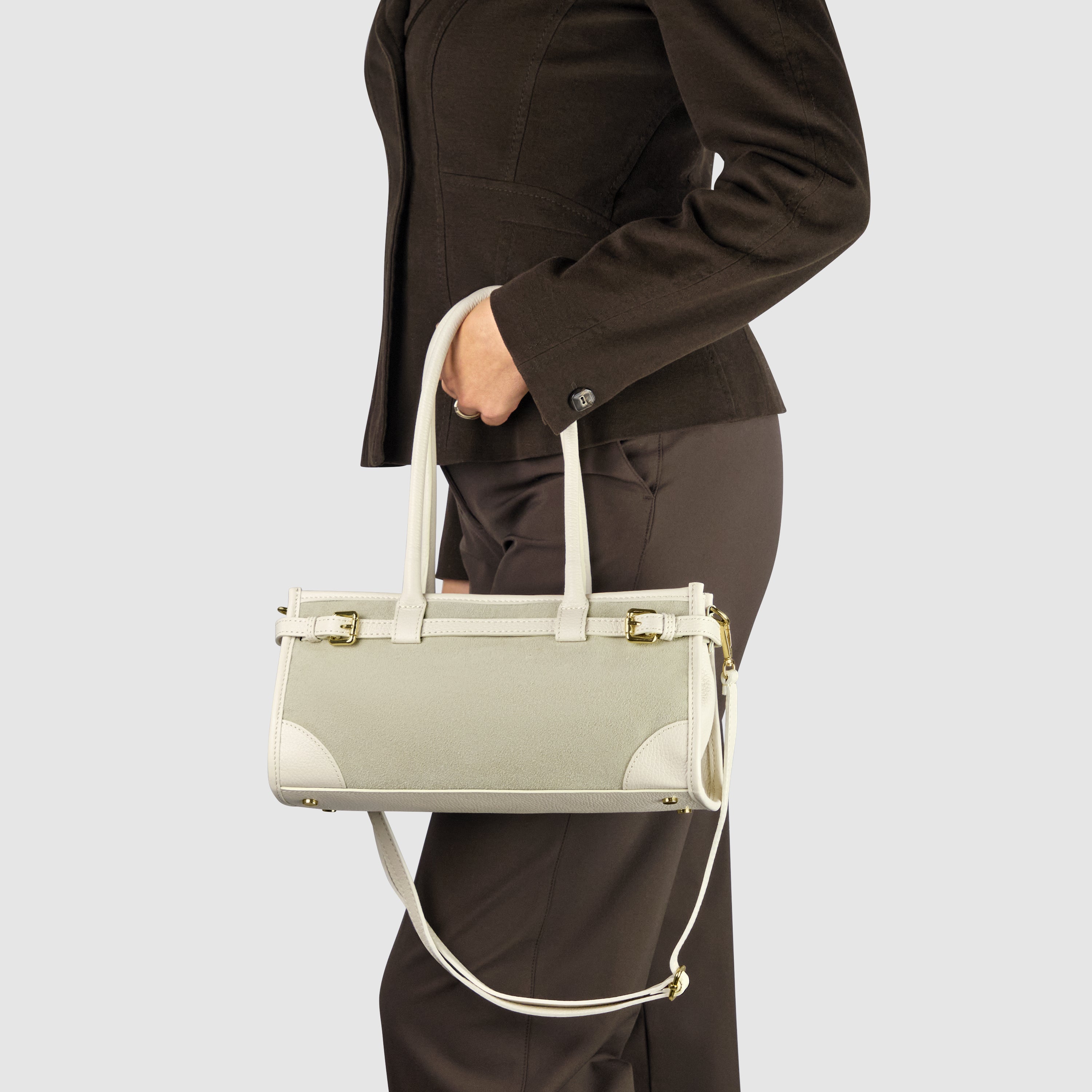 Italian Genuine Suede & Calf Leather Shoulder Bag 282615