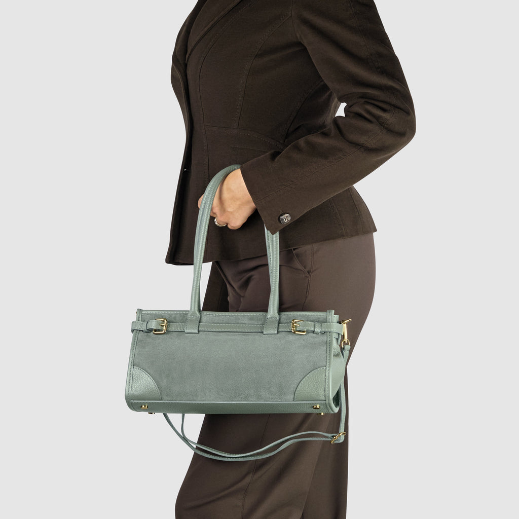 Italian Genuine Suede & Calf Leather Shoulder Bag 282615