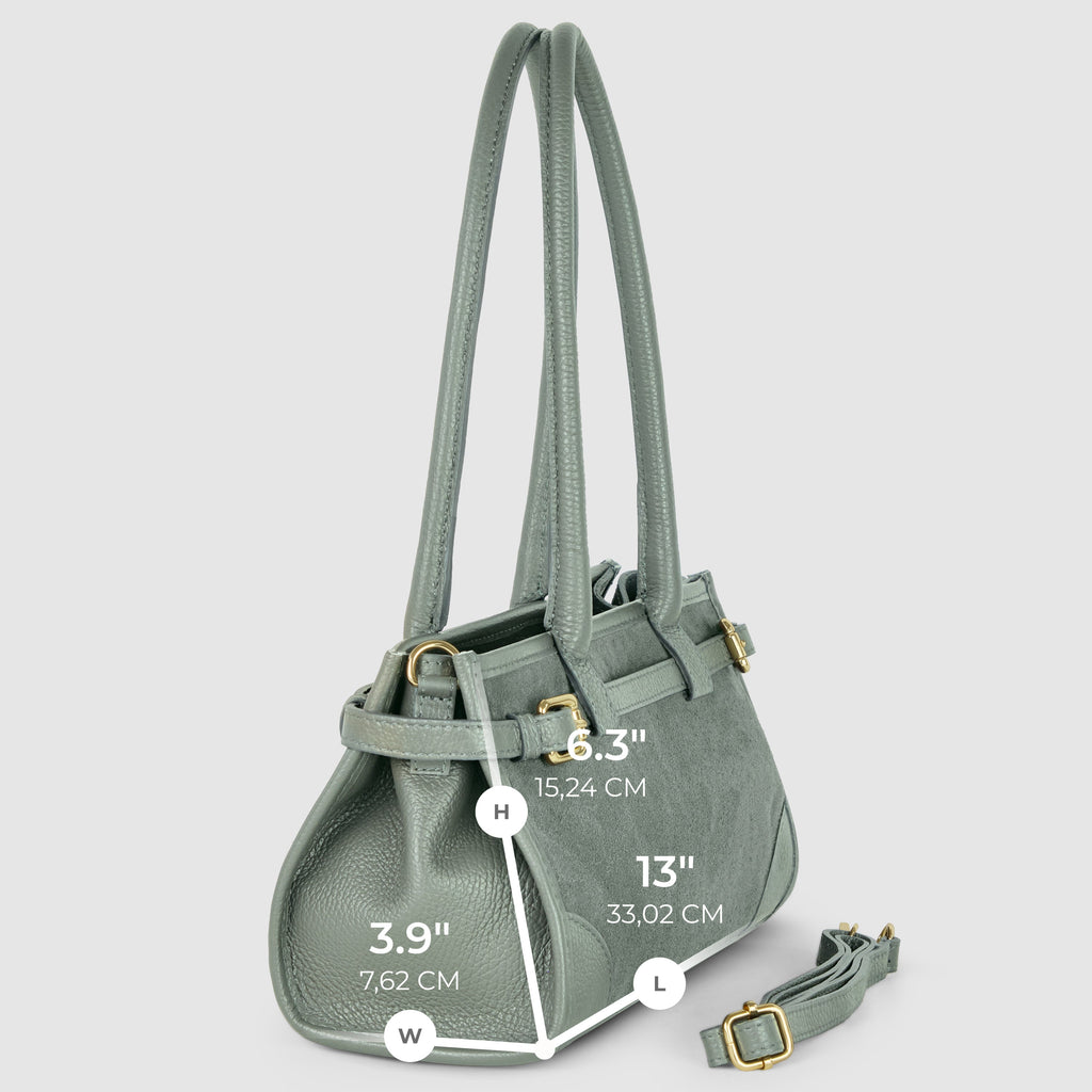 Italian Genuine Suede & Calf Leather Shoulder Bag 282615