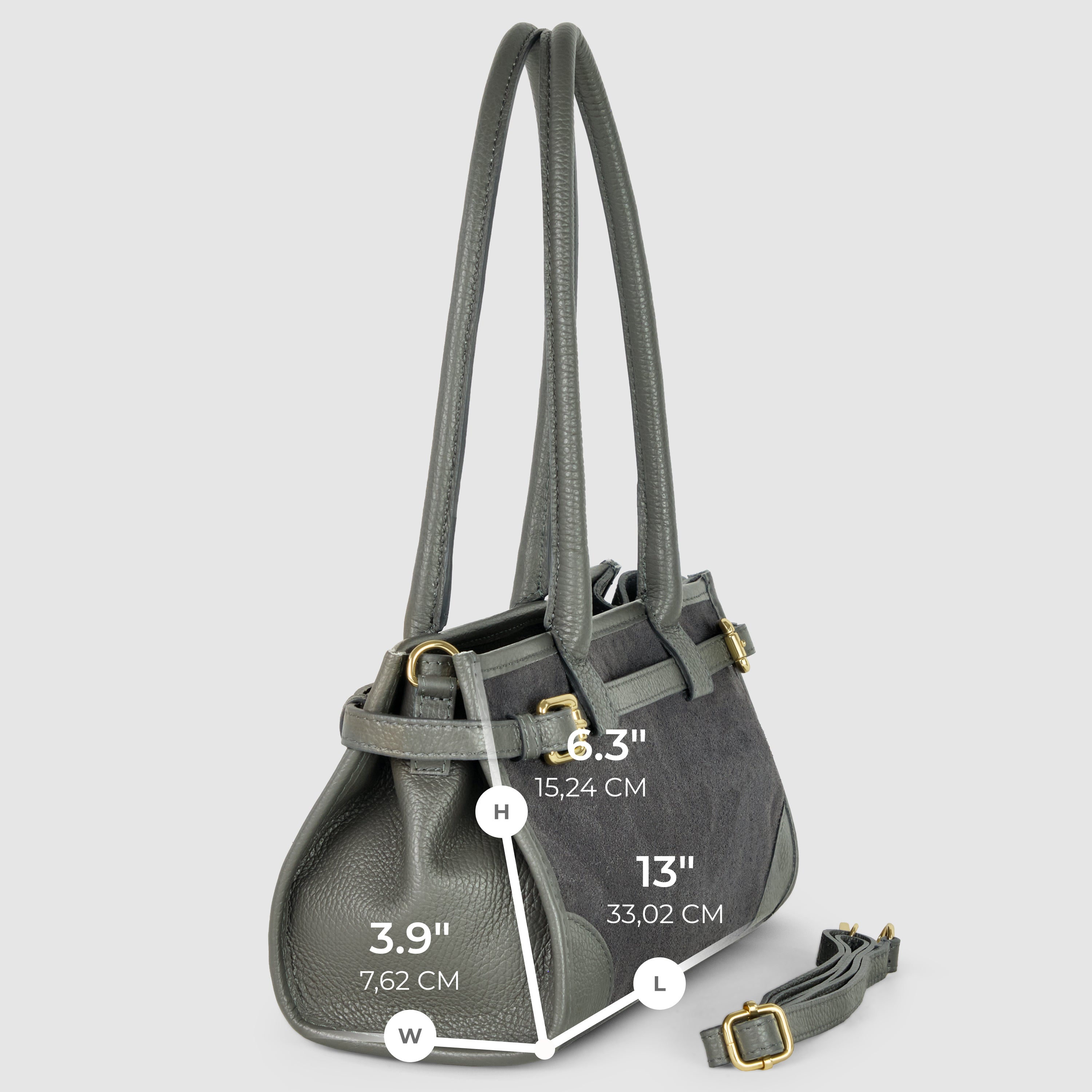 Italian Genuine Suede & Calf Leather Shoulder Bag 282615