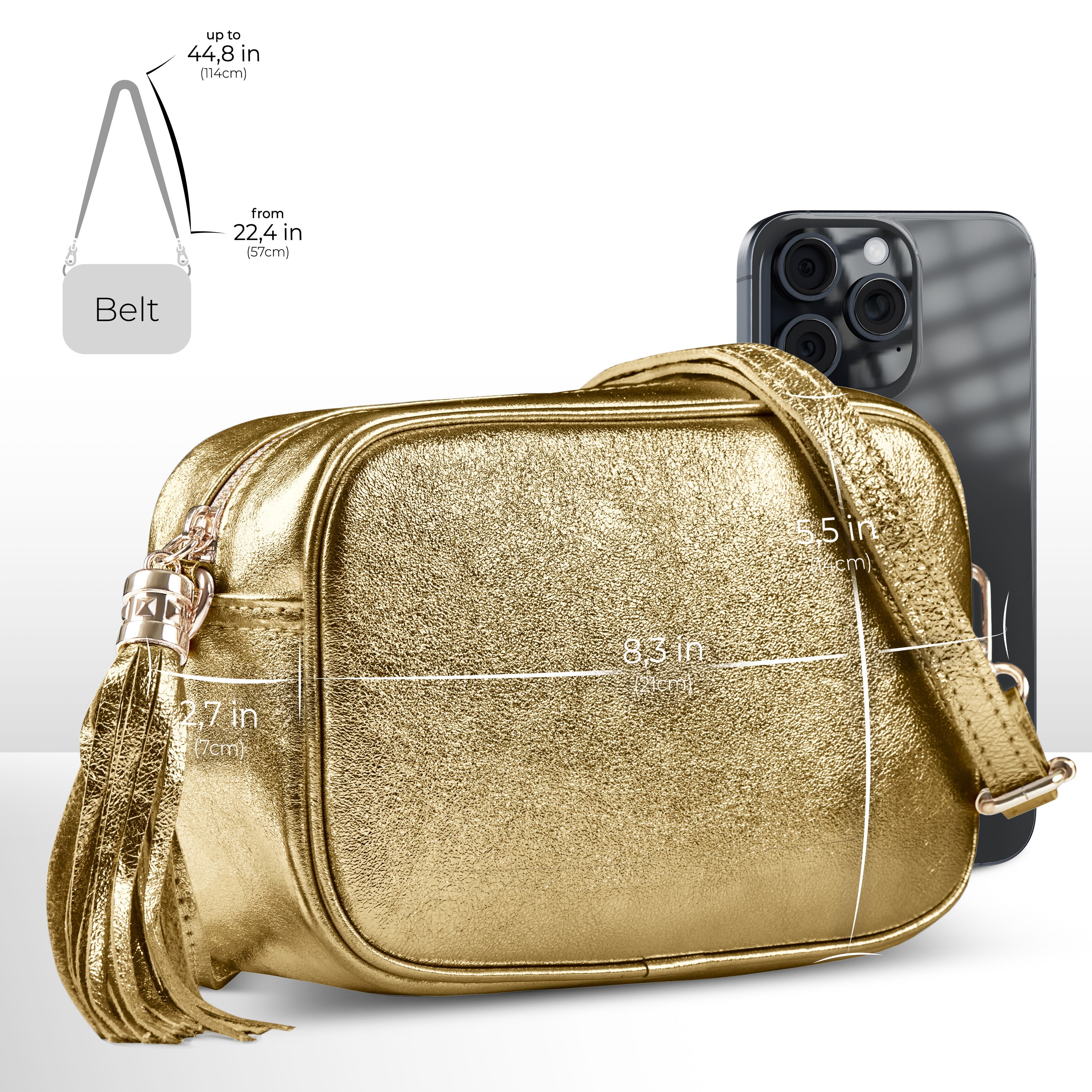 Italian Genuine Metallic Suede Crossbody Bag 231302