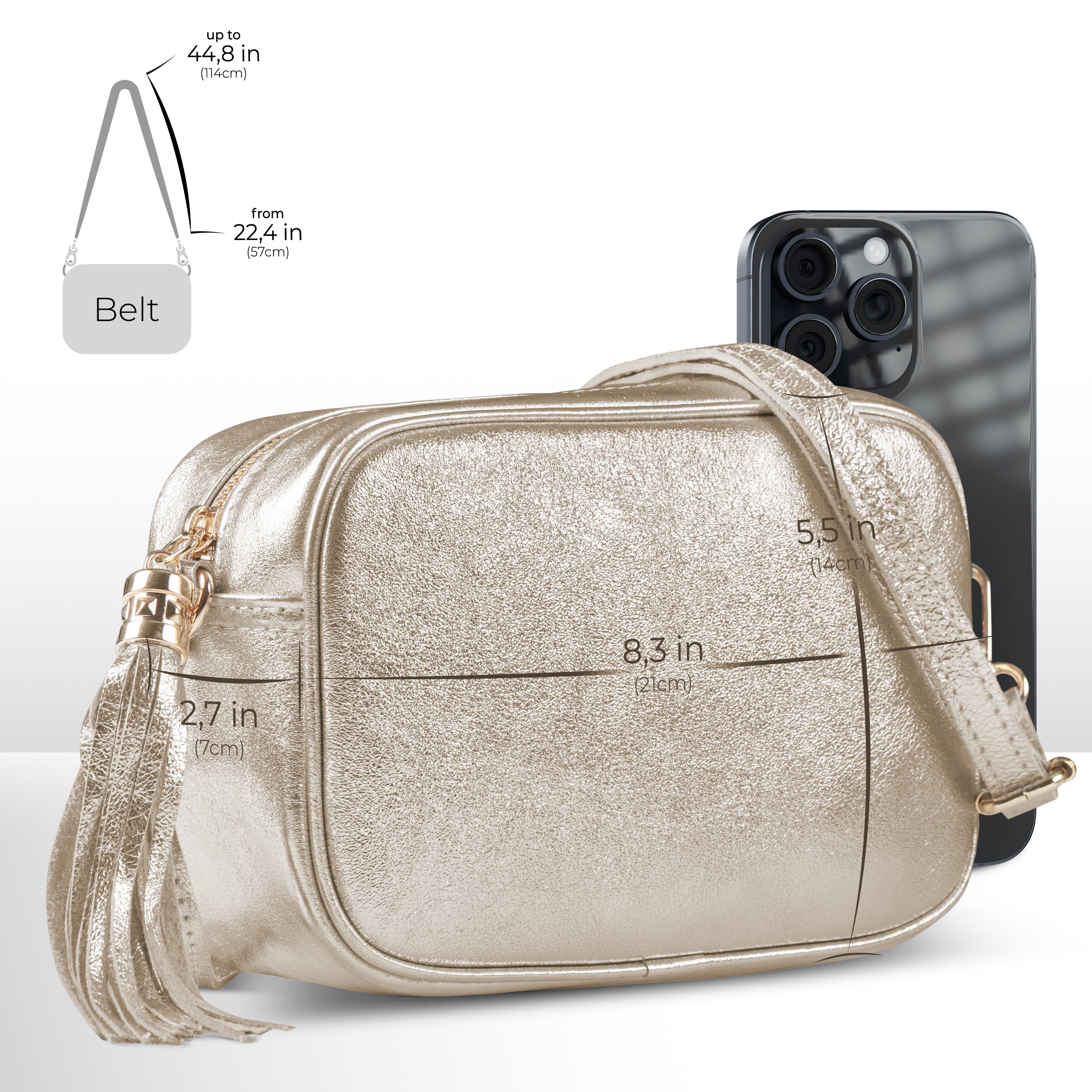 Italian Genuine Metallic Suede Crossbody Bag 231302