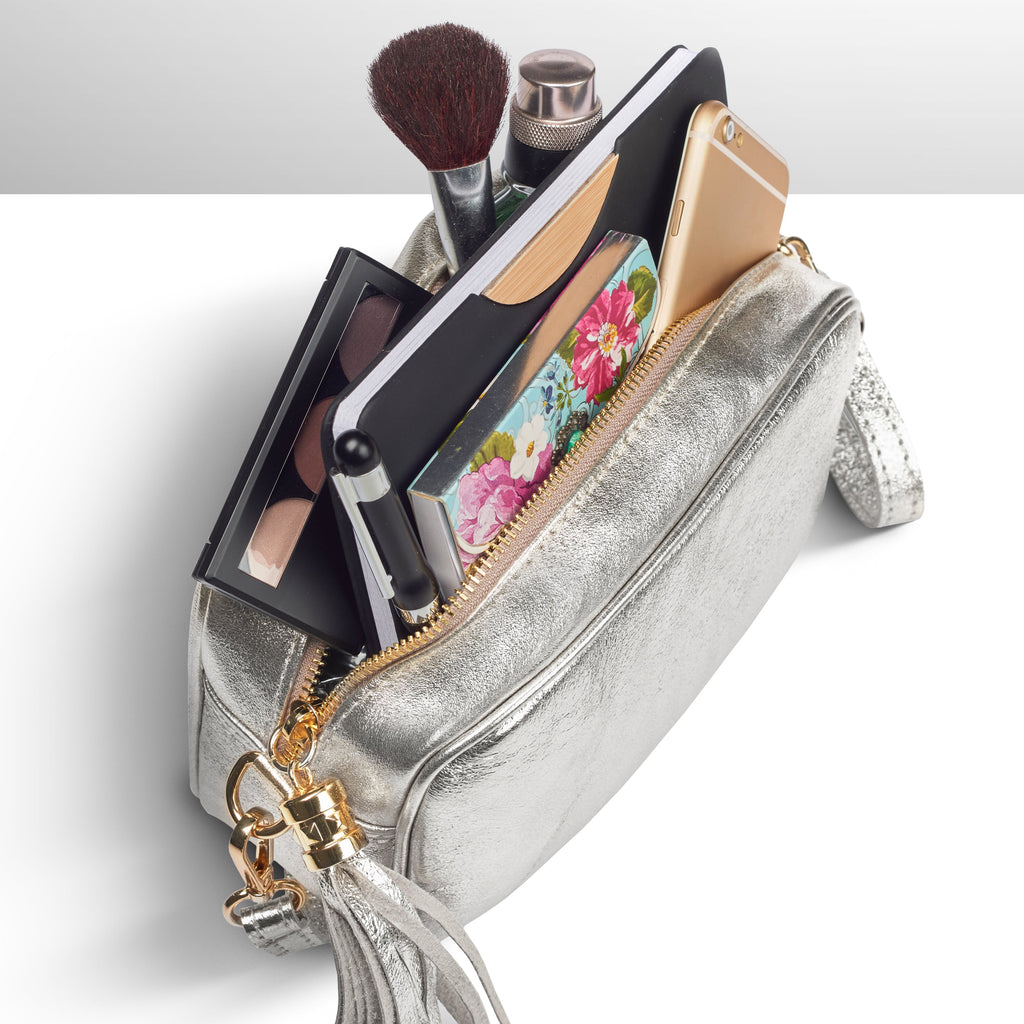 Italian Genuine Metallic Suede Crossbody Bag 231302