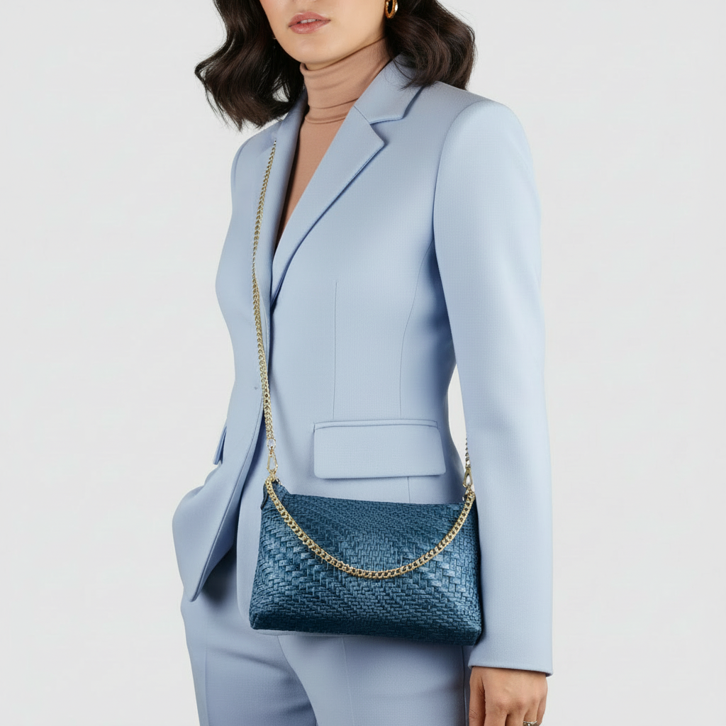 Italian Genuine Grid Suede Crossbody Bag 101315