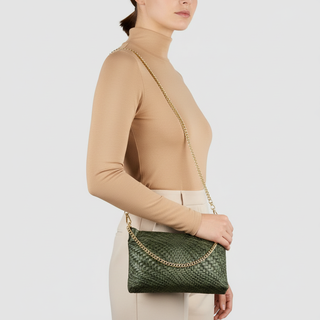 Italian Genuine Grid Suede Crossbody Bag 101315