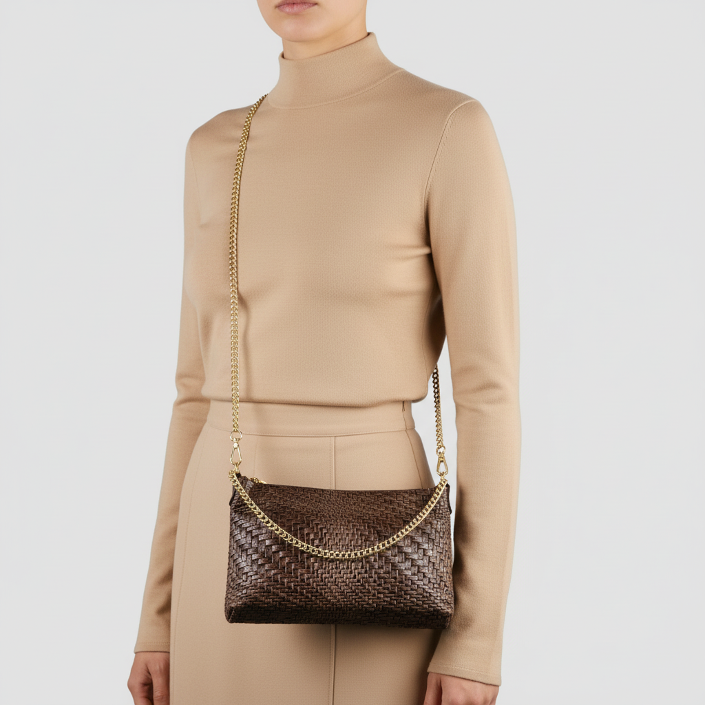 Italian Genuine Grid Suede Crossbody Bag 101315