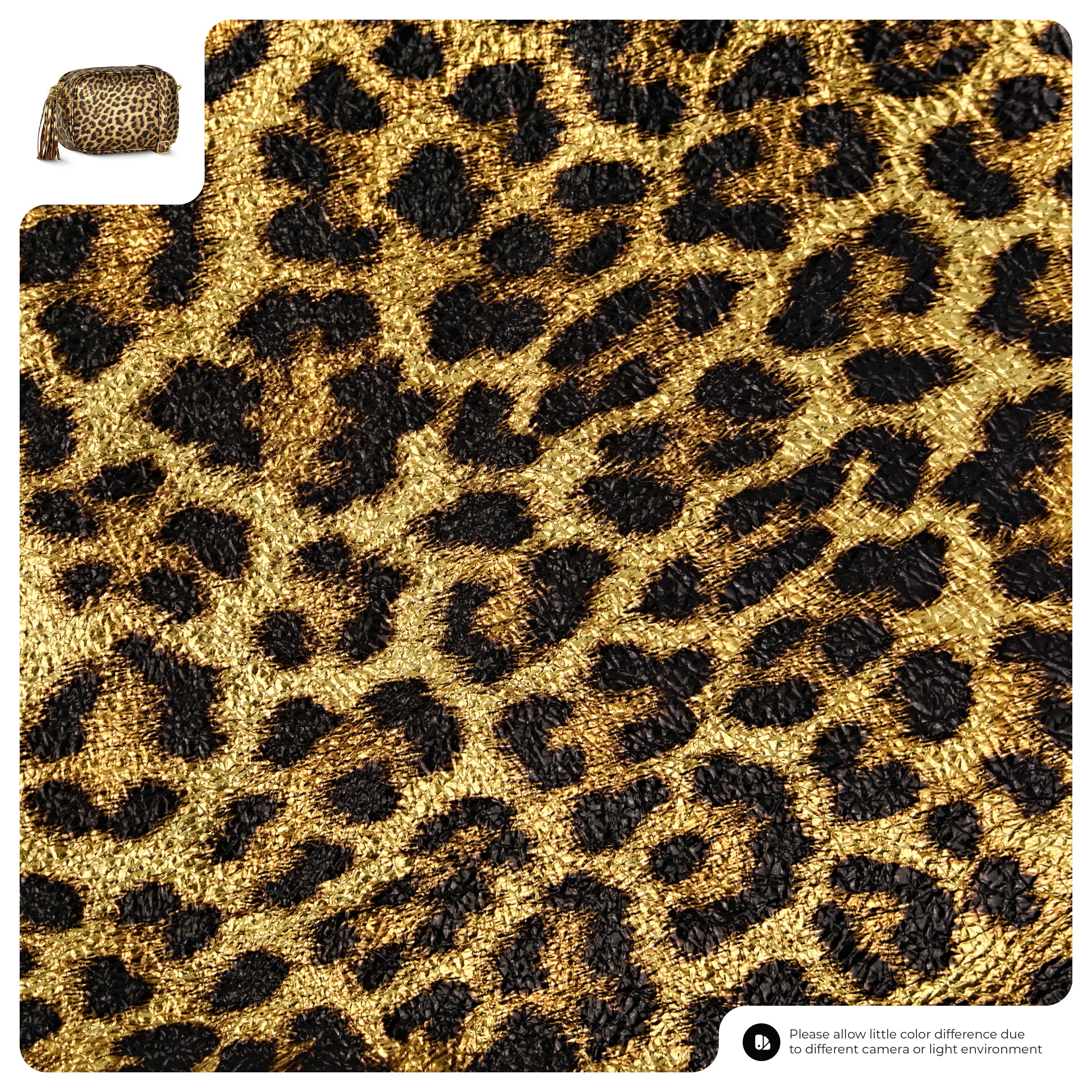 Italian Genuine Leopard-Print Metallic Suede Crossbody Bag 231302