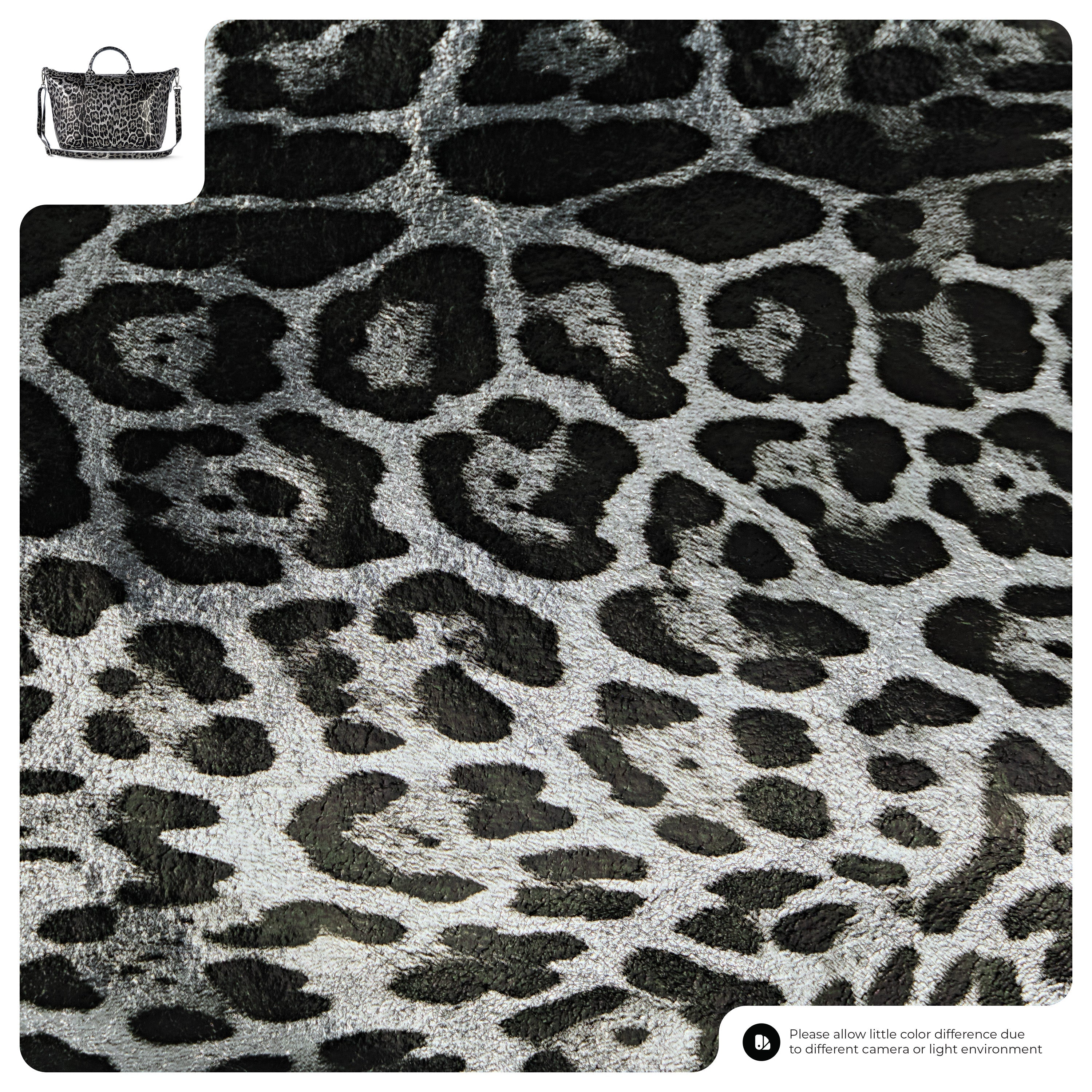 Italian Genuine Leopard-Print Metallic Suede Top-Handle Bag 112334