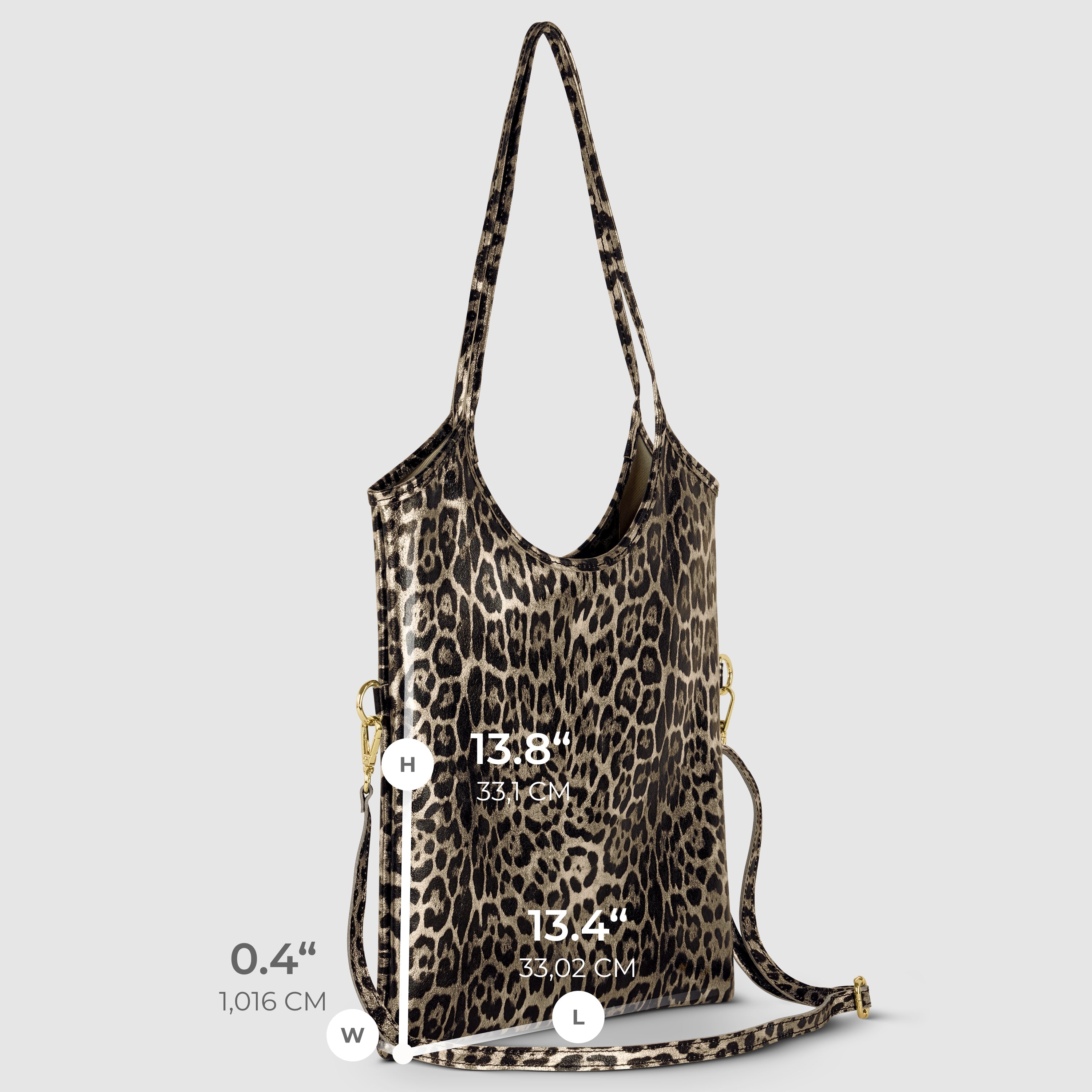 Italian Genuine Leopard-Print Metallic Suede Tote Bag 191722