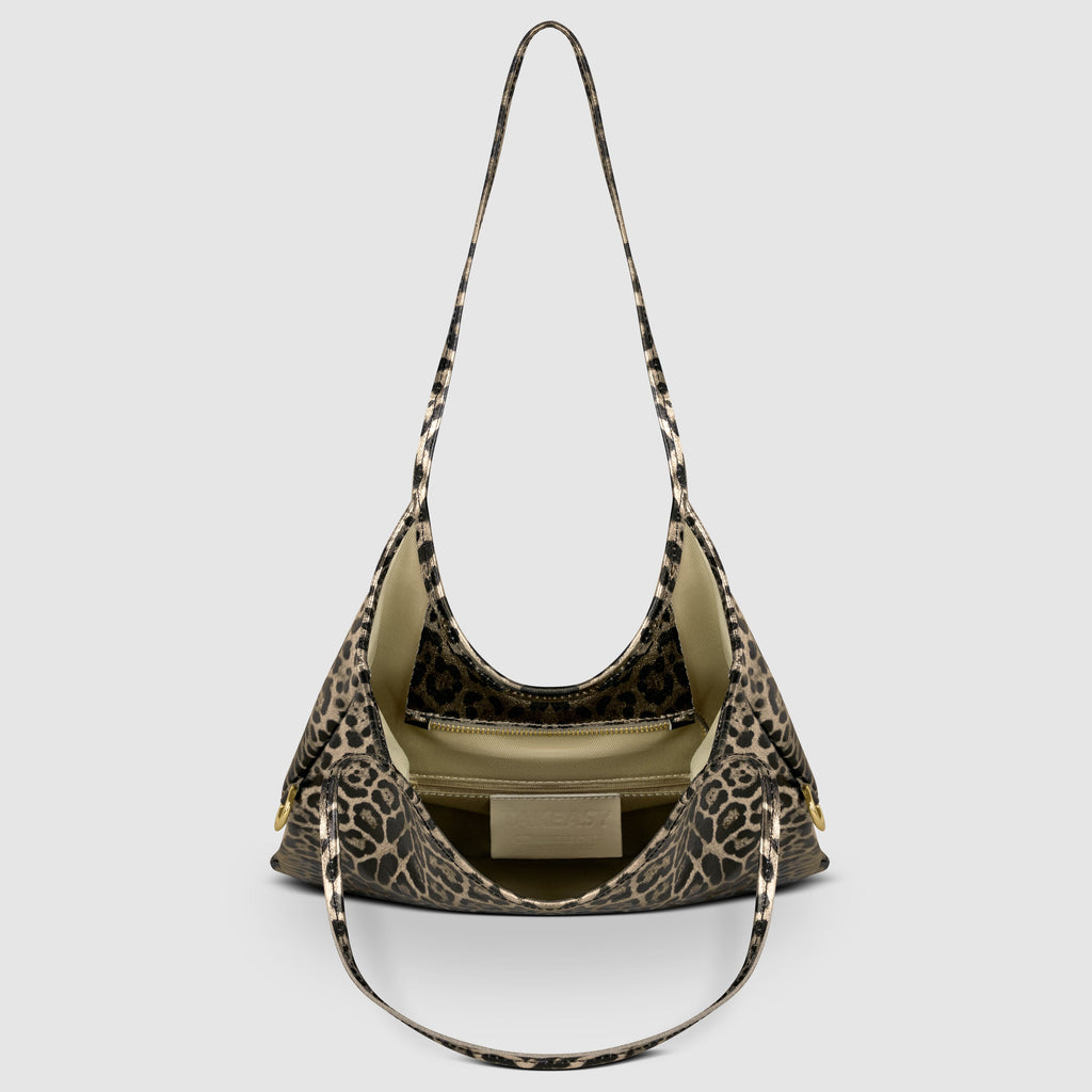 Italian Genuine Leopard-Print Metallic Suede Tote Bag 191722