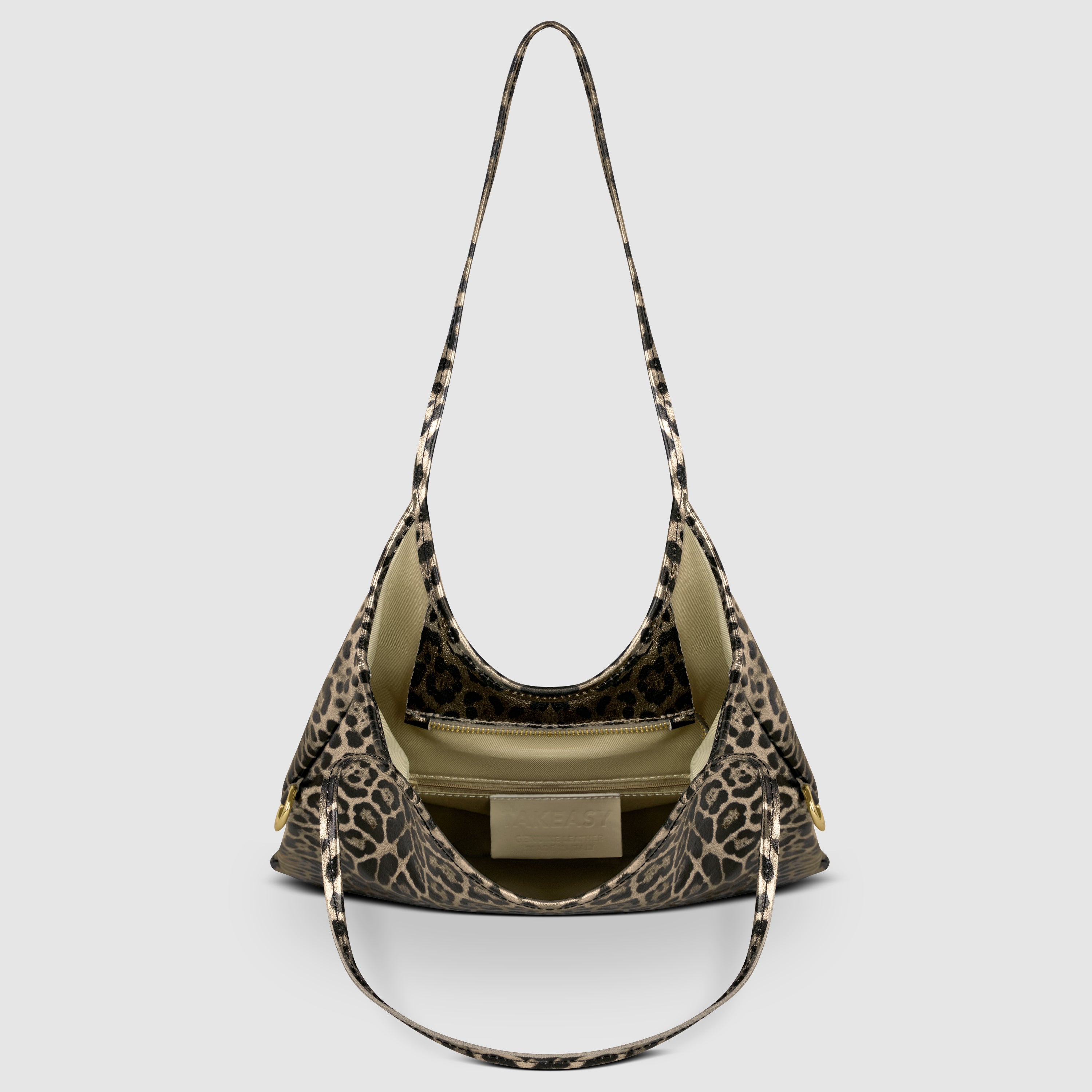 Italian Genuine Leopard-Print Metallic Suede Tote Bag 191722