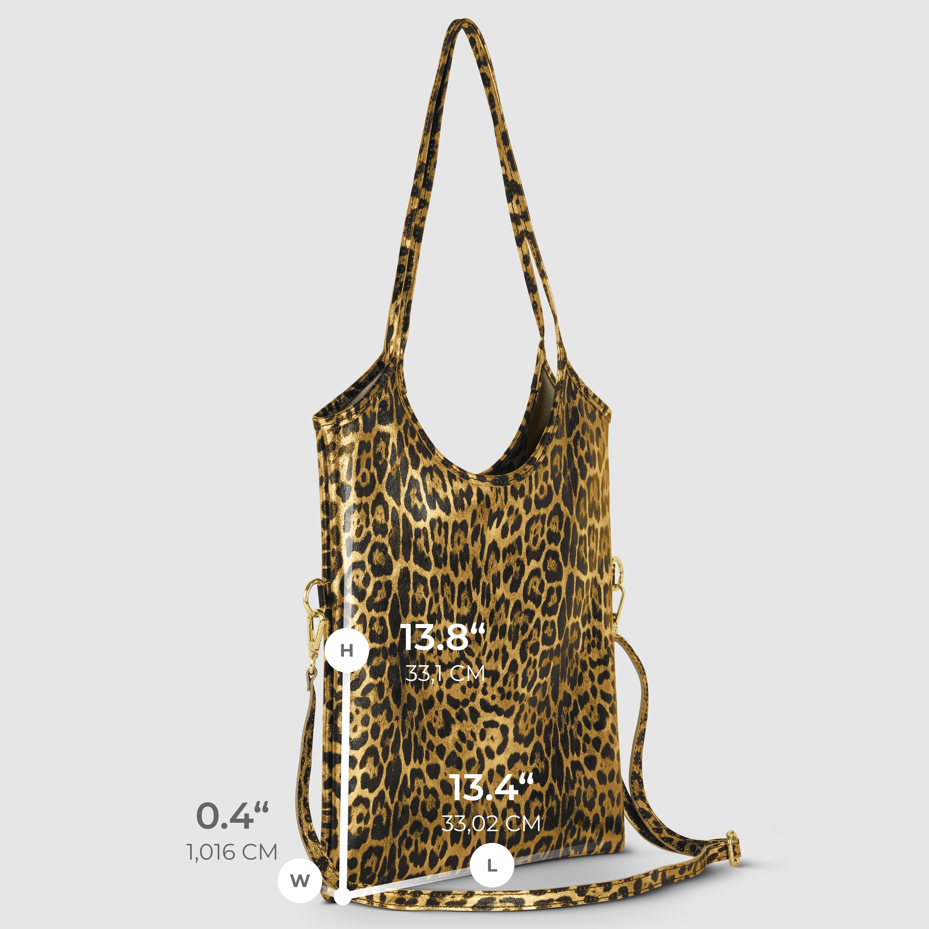 Italian Genuine Leopard-Print Metallic Suede Tote Bag 191722