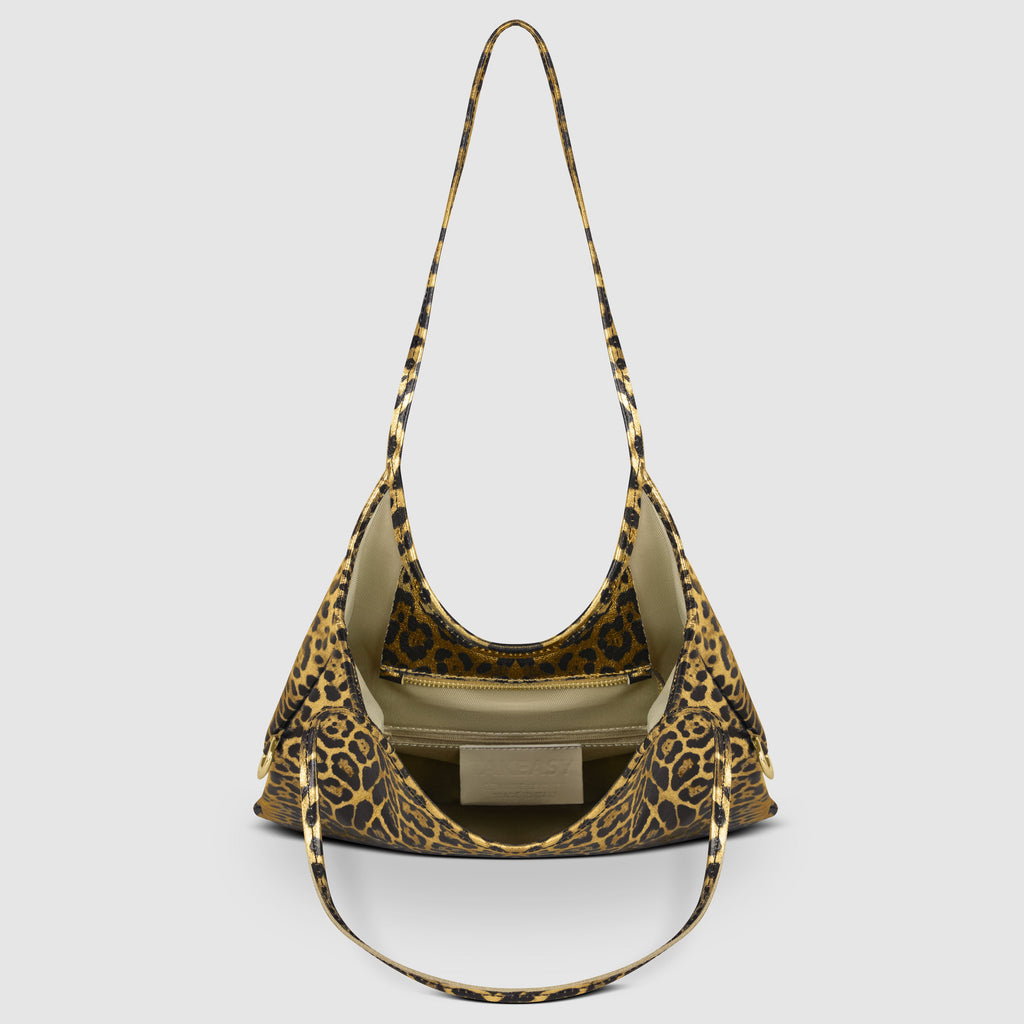 Italian Genuine Leopard-Print Metallic Suede Tote Bag 191722