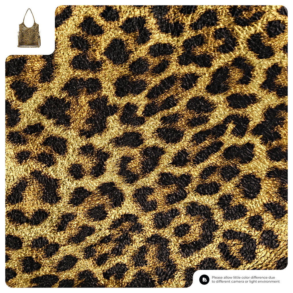 Italian Genuine Leopard-Print Metallic Suede Tote Bag 191722