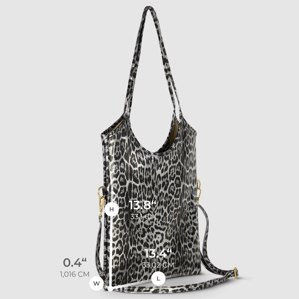 Italian Genuine Leopard-Print Metallic Suede Tote Bag 191722