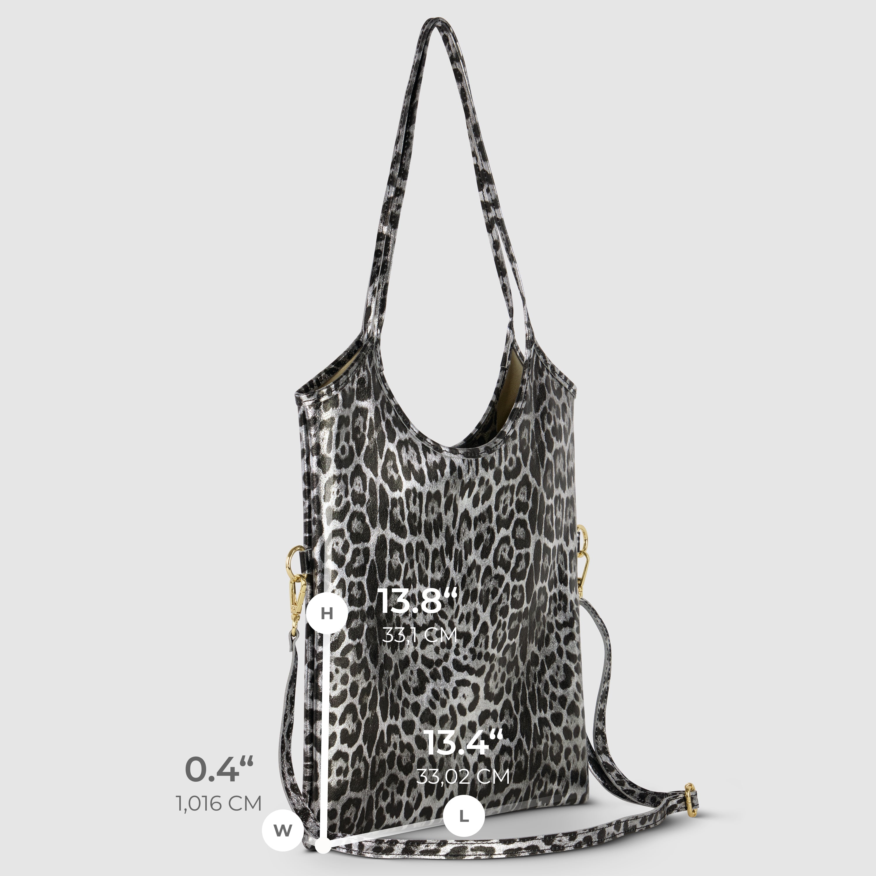 Italian Genuine Leopard-Print Metallic Suede Tote Bag 191722