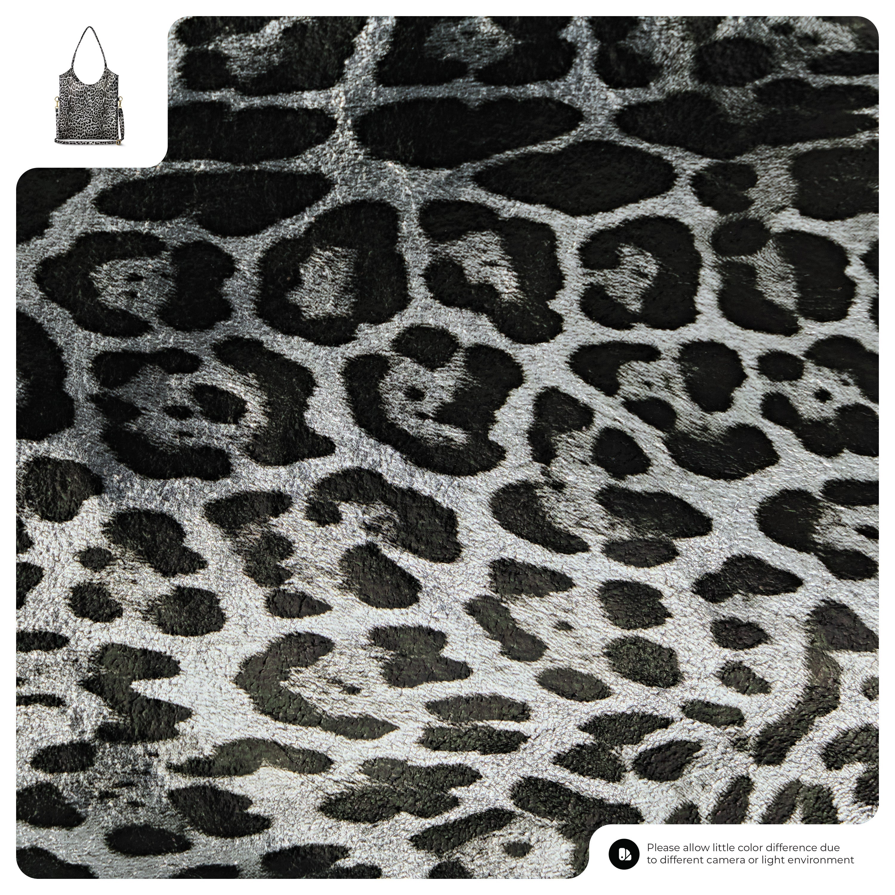 Italian Genuine Leopard-Print Metallic Suede Tote Bag 191722