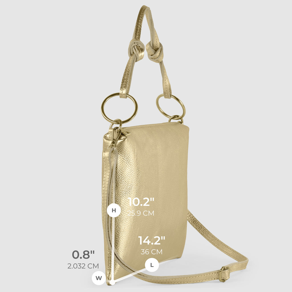 Italian Genuine Metallic Calf Leather Shoulder Bag 171551