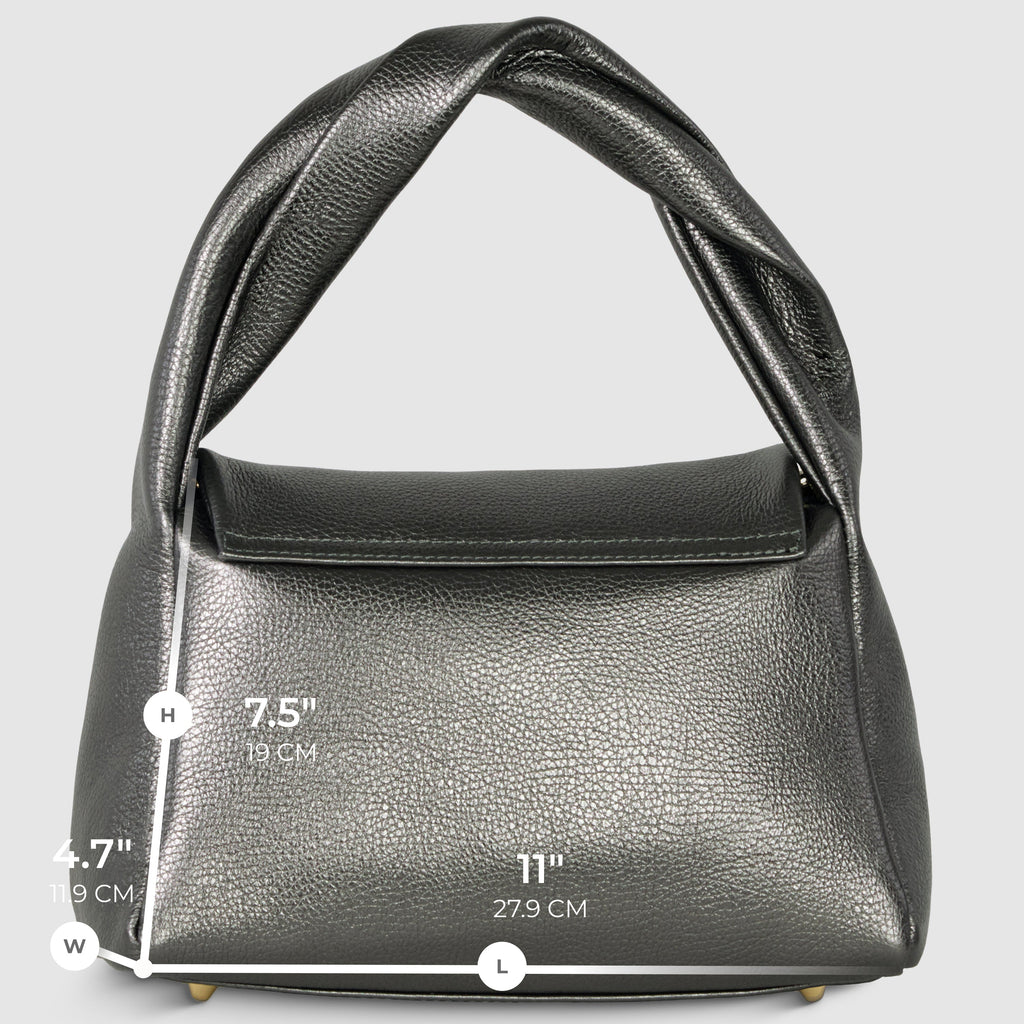Italian Genuine Metallic Calf Leather Top-Handle Bag 262495