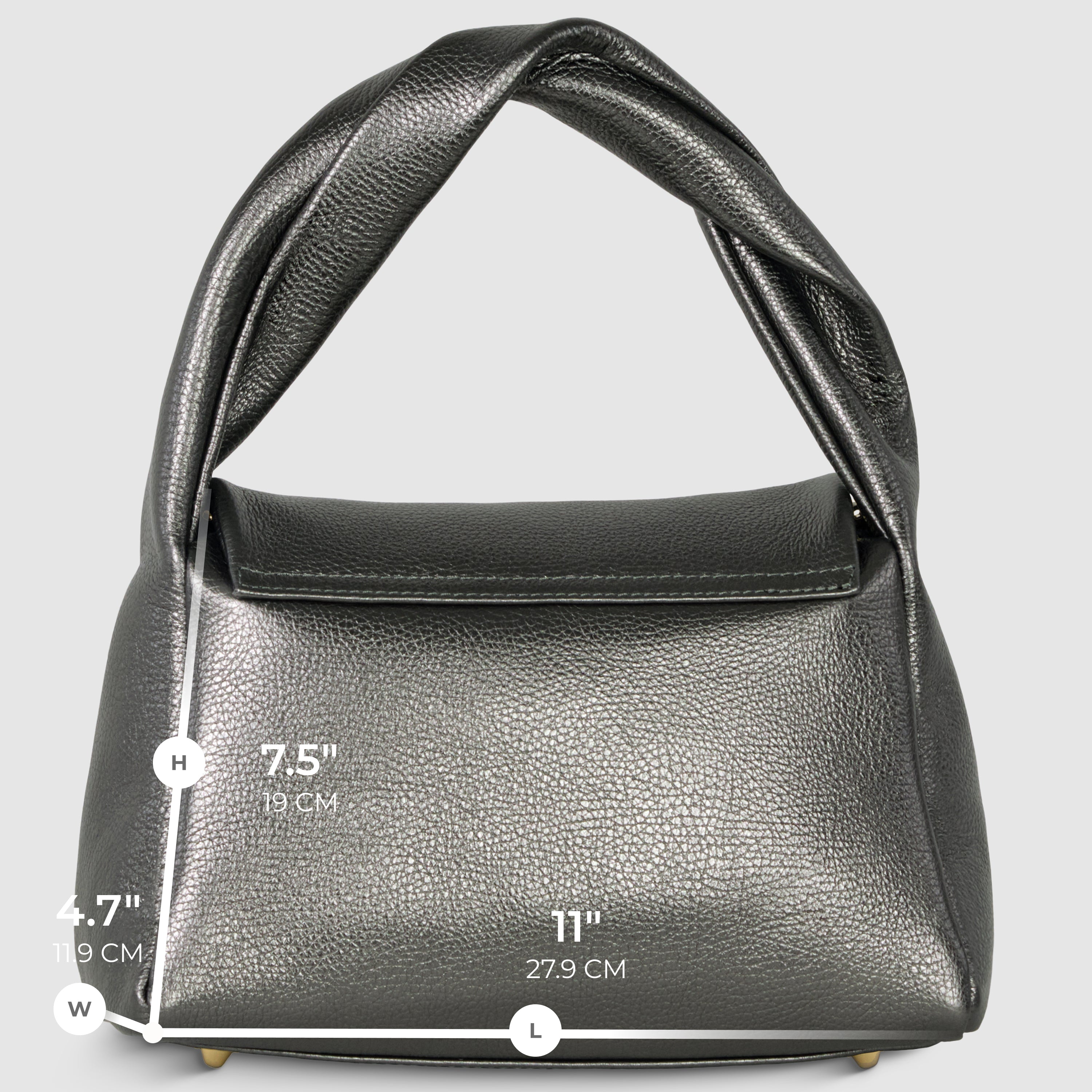 Italian Genuine Metallic Calf Leather Top-Handle Bag 262495
