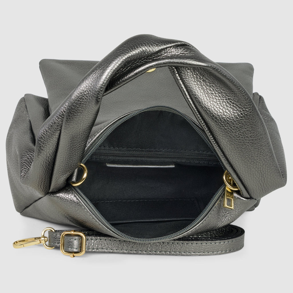Italian Genuine Metallic Calf Leather Top-Handle Bag 262495