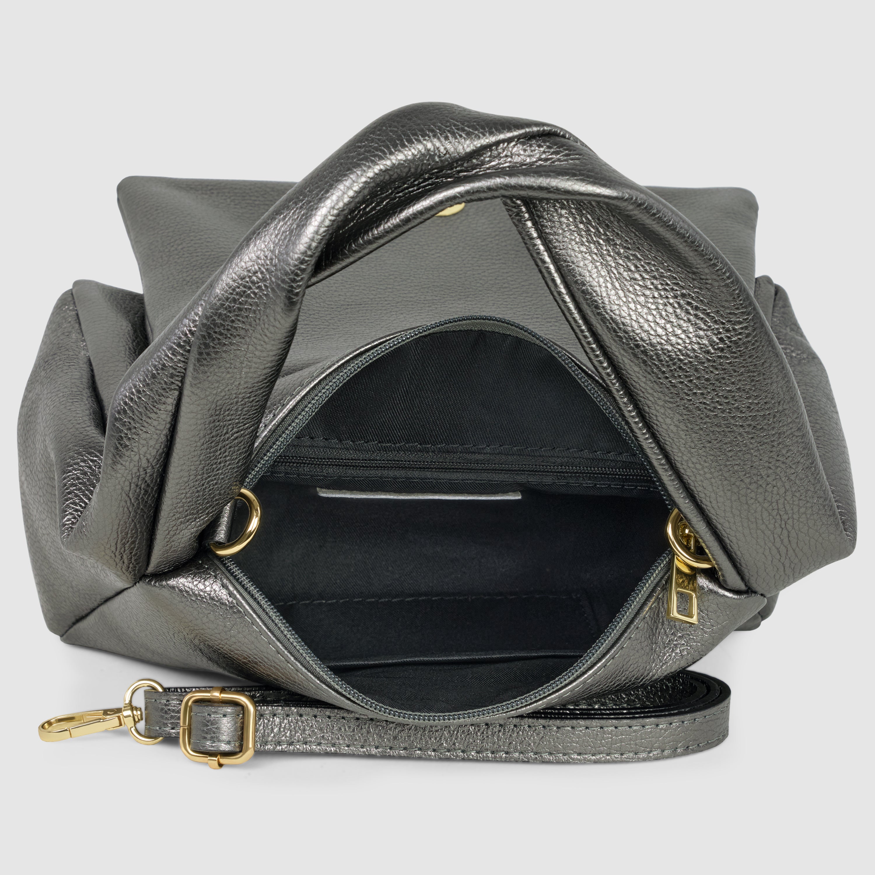 Italian Genuine Metallic Calf Leather Top-Handle Bag 262495