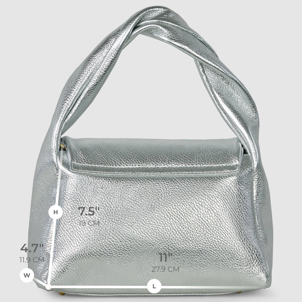 Italian Genuine Metallic Calf Leather Top-Handle Bag 262495