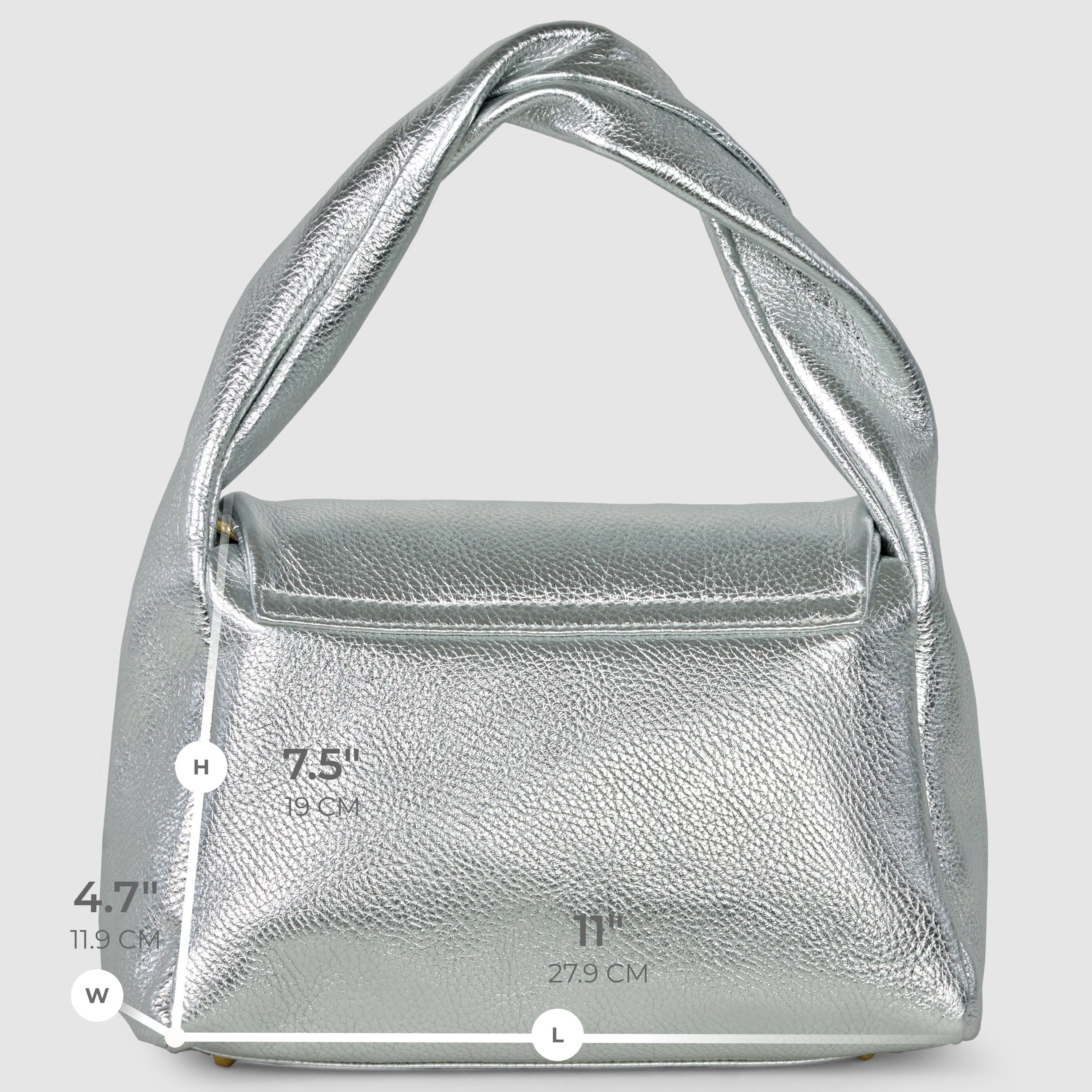 Italian Genuine Metallic Calf Leather Top-Handle Bag 262495