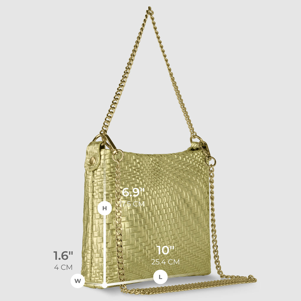 Italian Genuine Grid Metallic Suede Crossbody Bag 101315