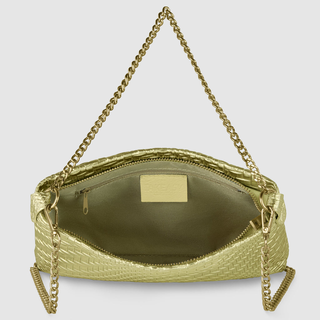 Italian Genuine Grid Metallic Suede Crossbody Bag 101315