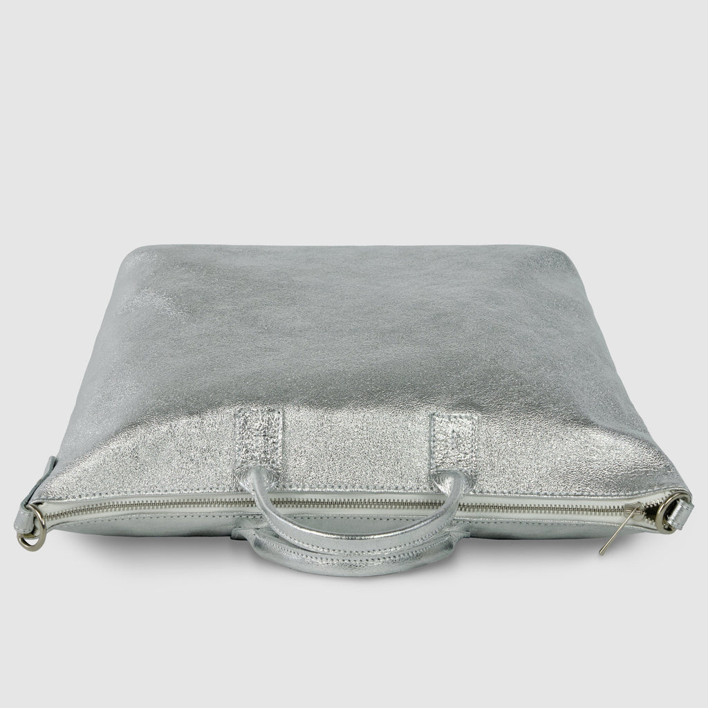 Italian Genuine Metallic Suede Top-Handle Bag 112334