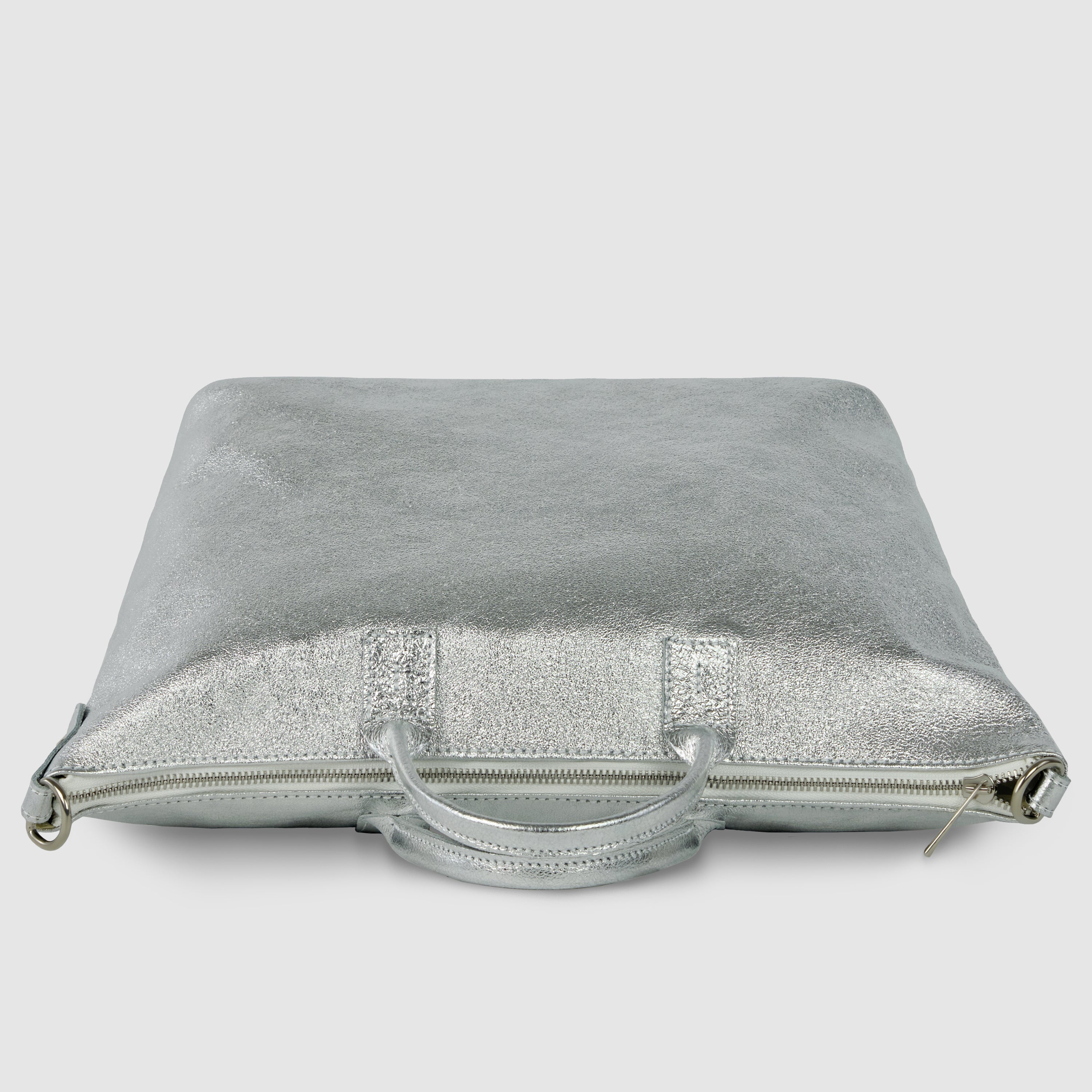 Italian Genuine Metallic Suede Top-Handle Bag 112334