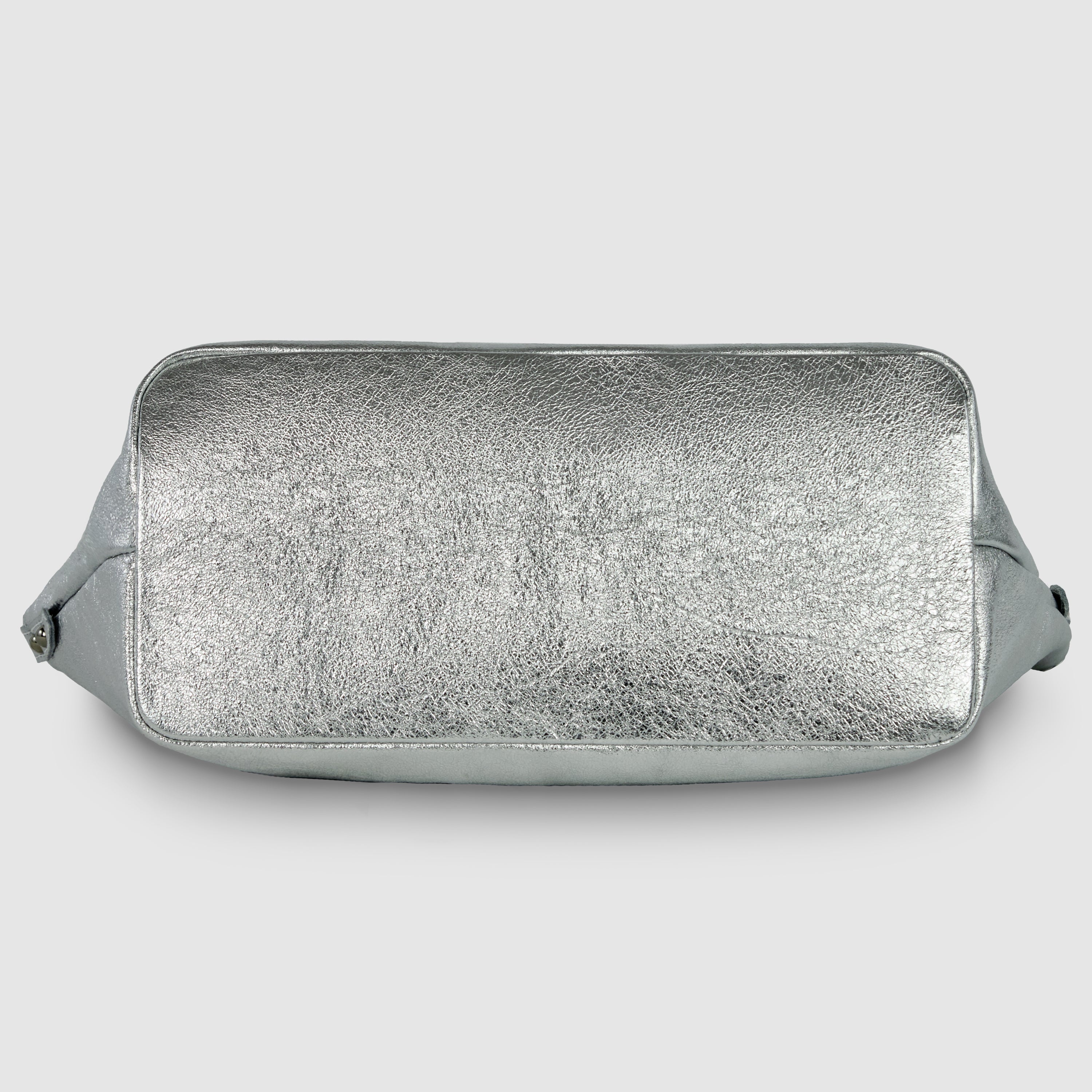 Italian Genuine Metallic Suede Top-Handle Bag 112334