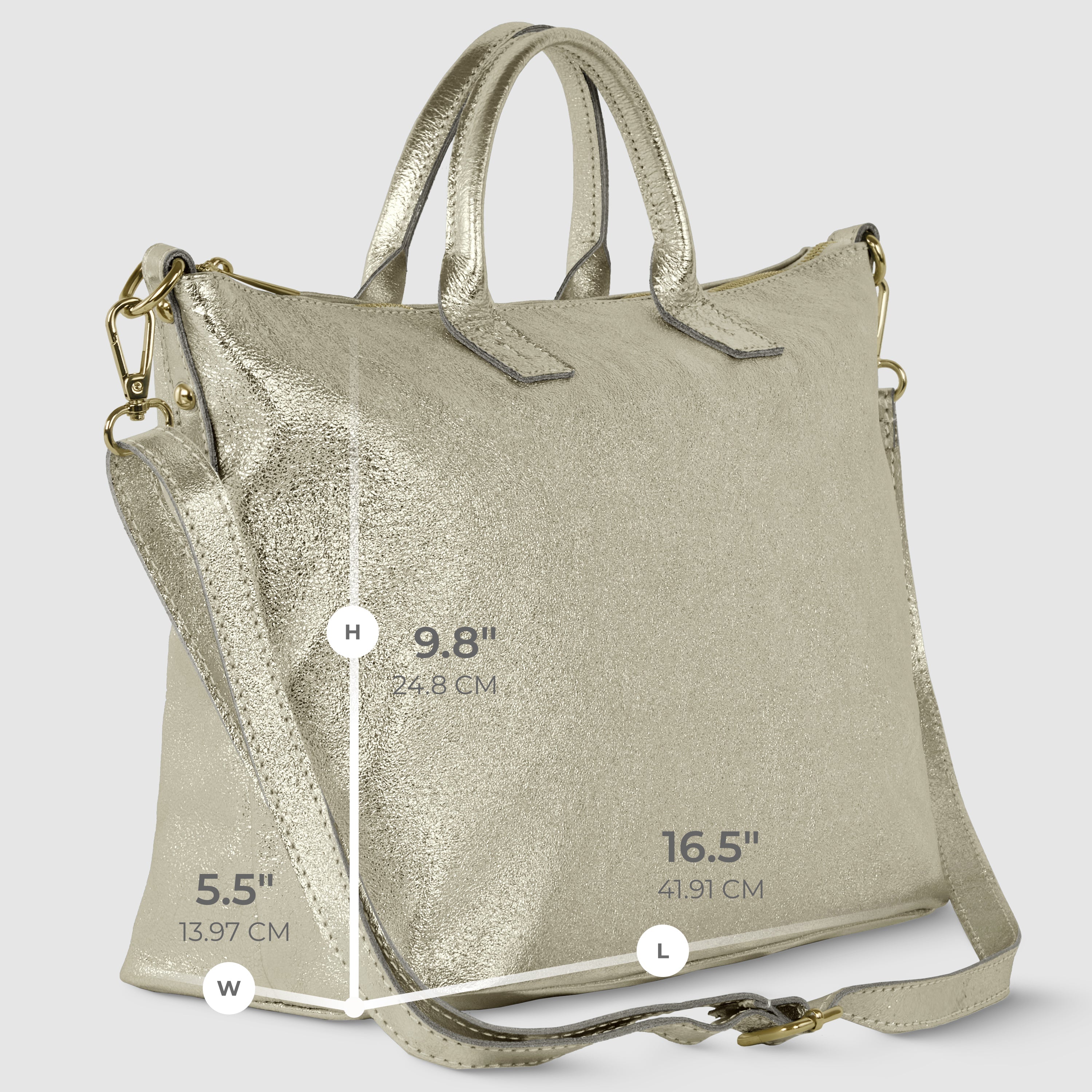 Italian Genuine Metallic Suede Top-Handle Bag 112334