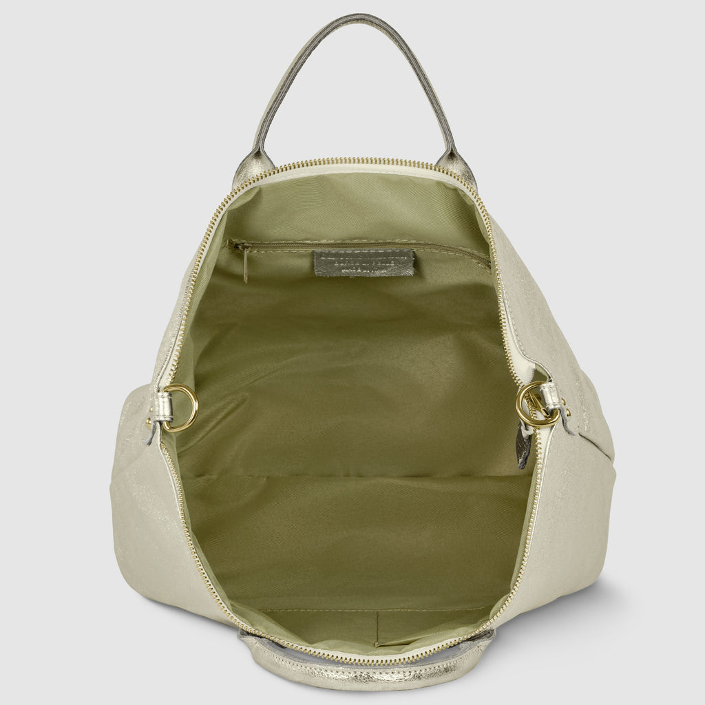 Italian Genuine Metallic Suede Top-Handle Bag 112334