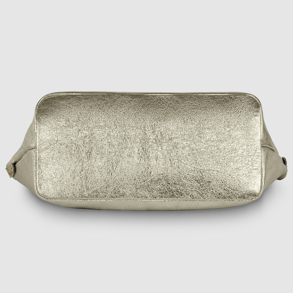 Italian Genuine Metallic Suede Top-Handle Bag 112334