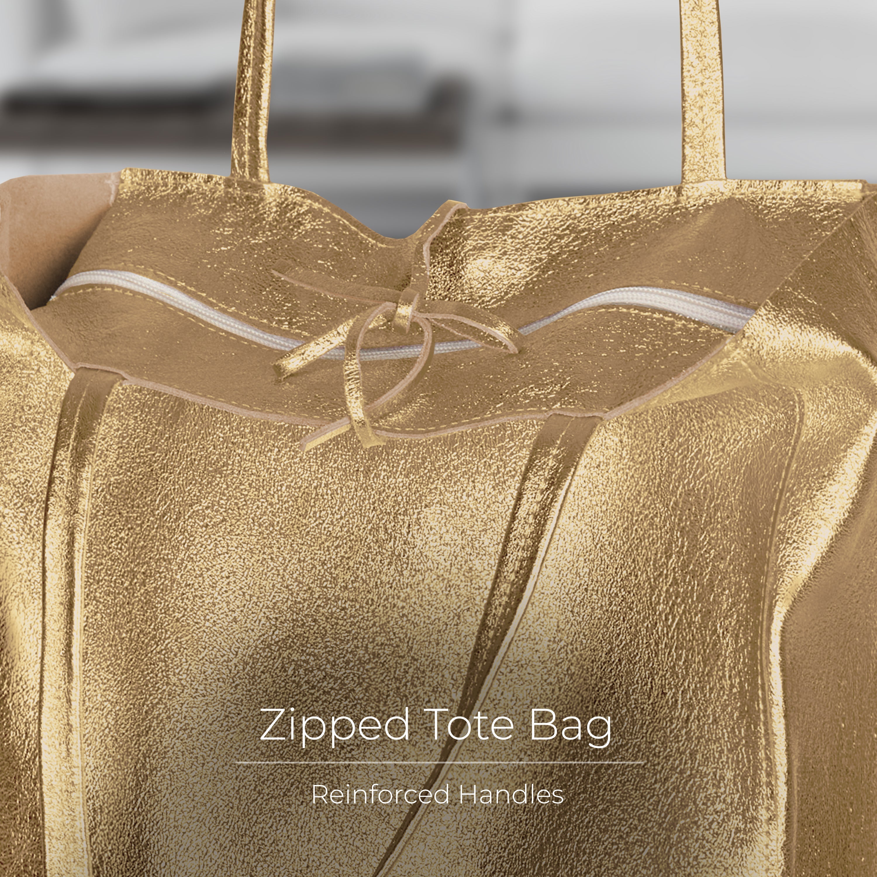 Italian Genuine Metallic Suede Tote Bag 201718