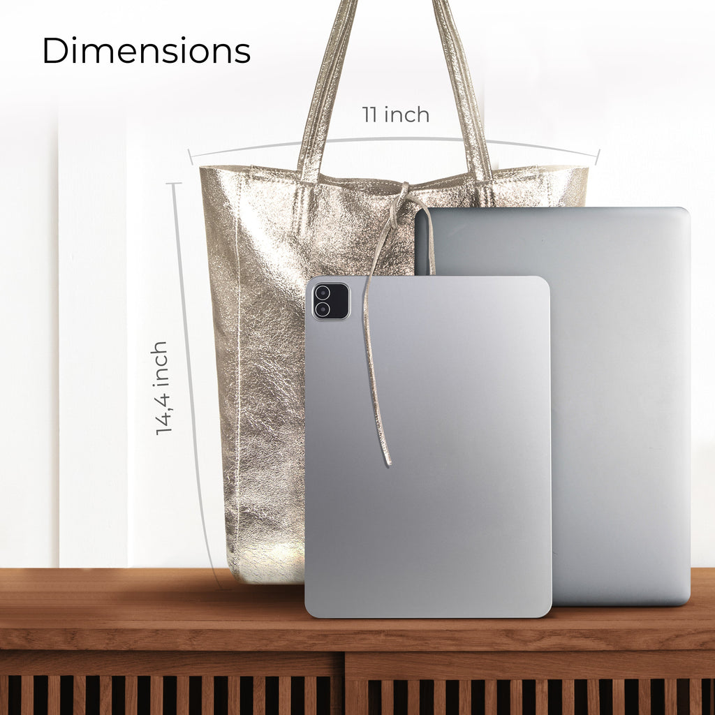 Italian Genuine Metallic Suede Tote Bag 201718