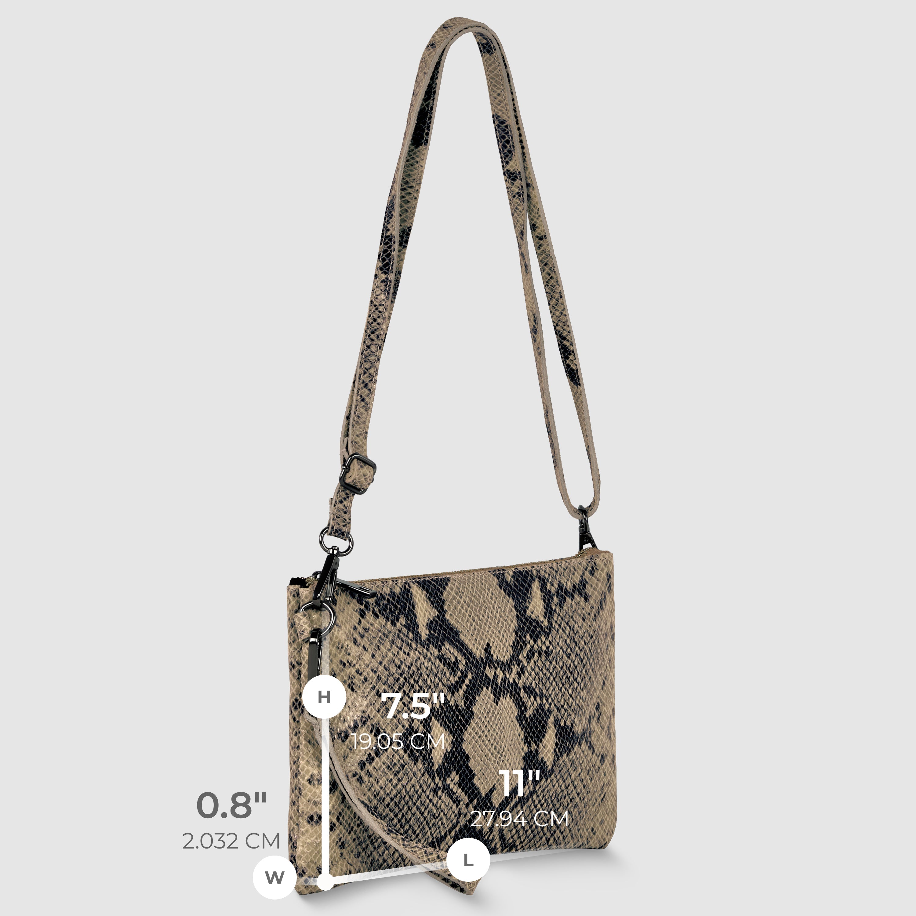 Italian Genuine Python-Print Suede Crossbody Bag 111301