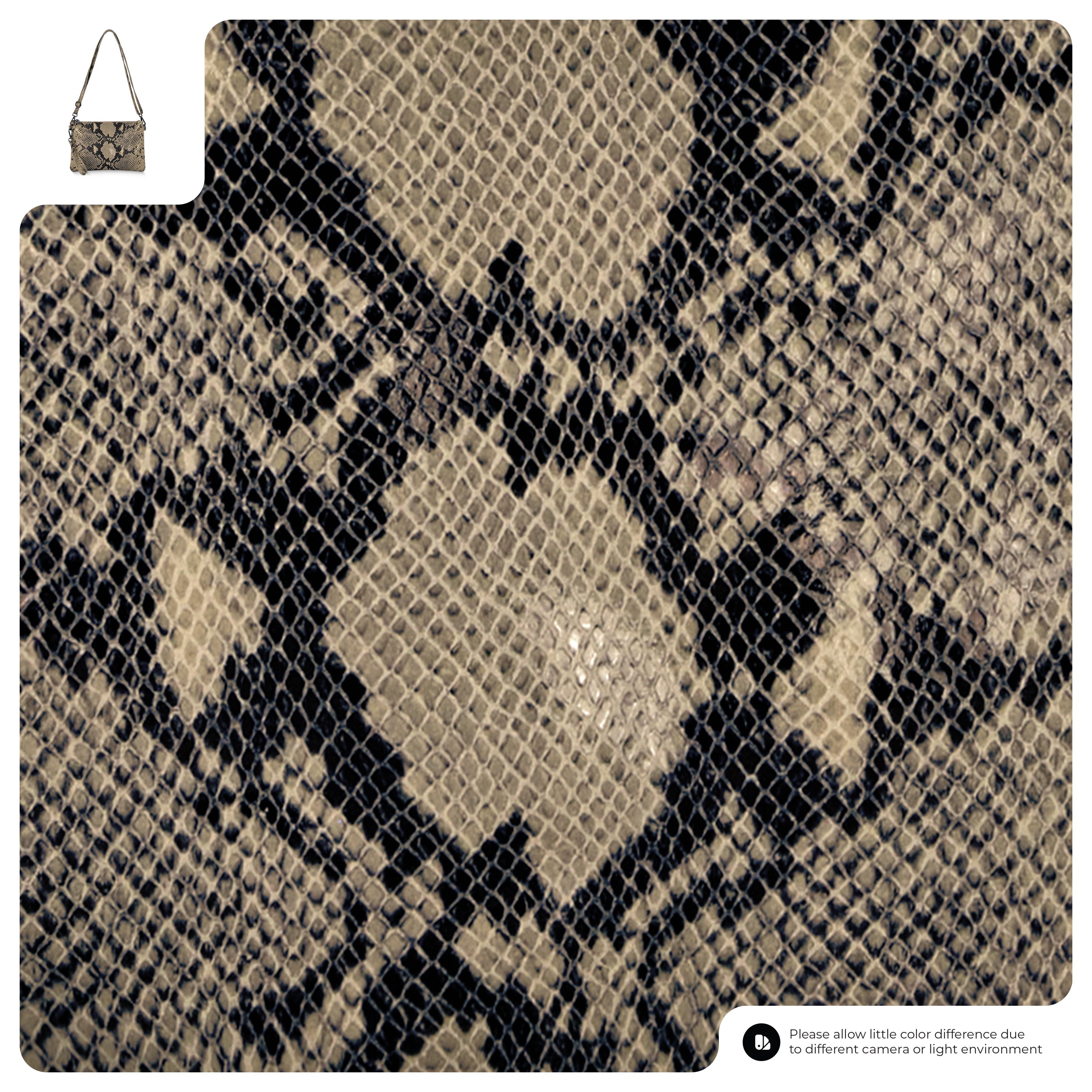 Italian Genuine Python-Print Suede Crossbody Bag 111301