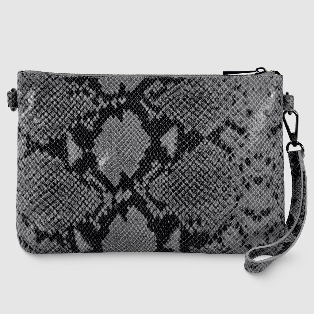 Italian Genuine Python-Print Suede Crossbody Bag 111301