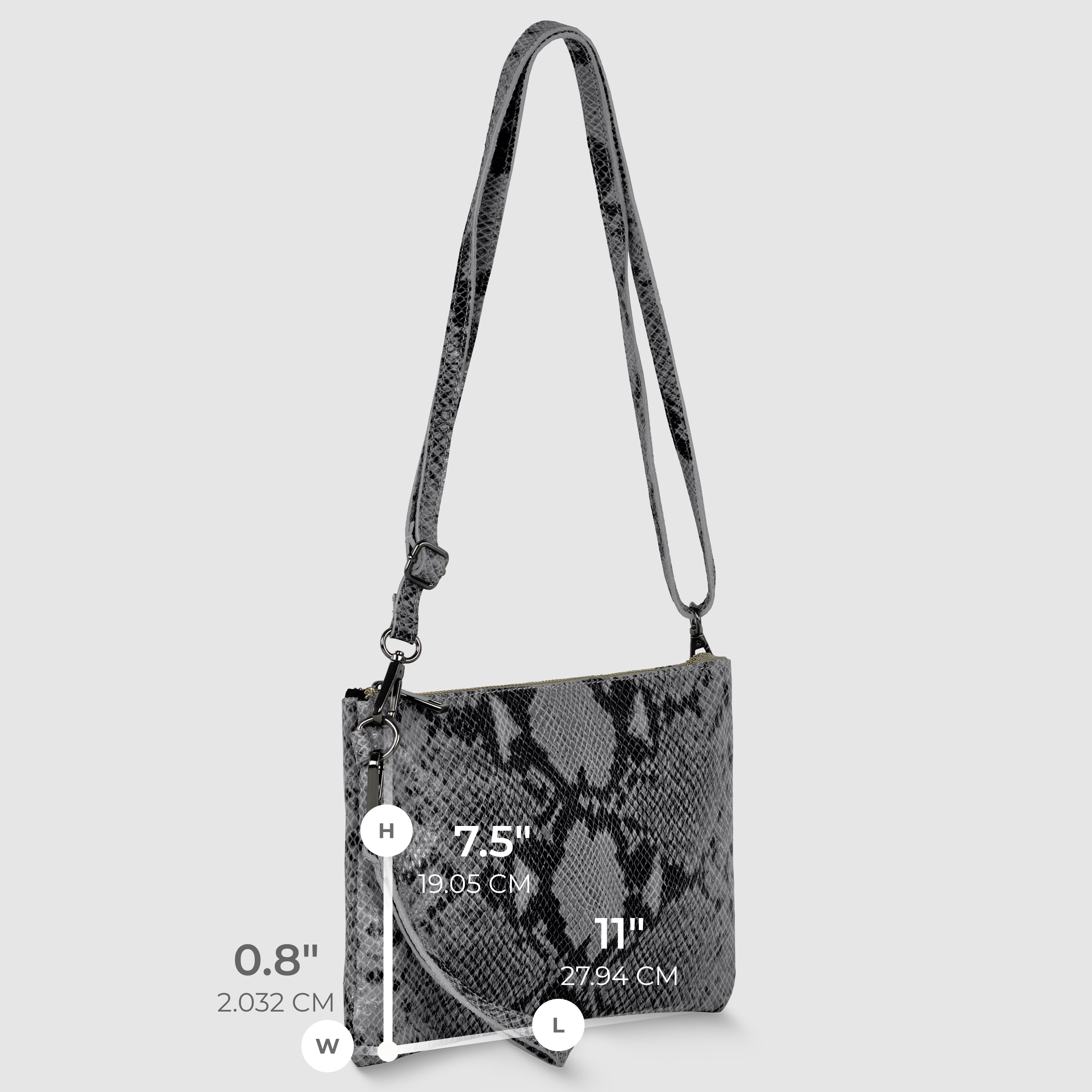 Italian Genuine Python-Print Suede Crossbody Bag 111301