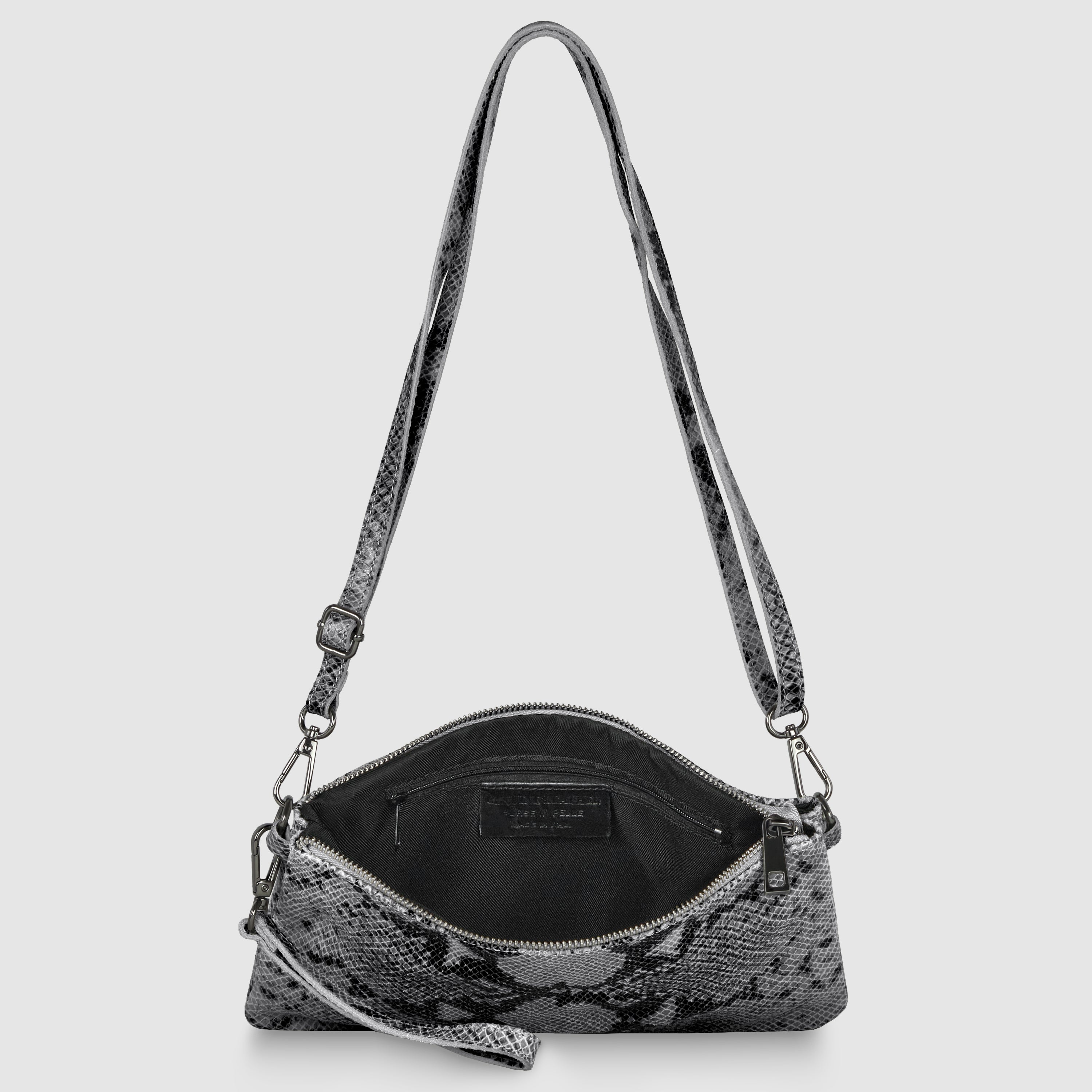 Italian Genuine Python-Print Suede Crossbody Bag 111301