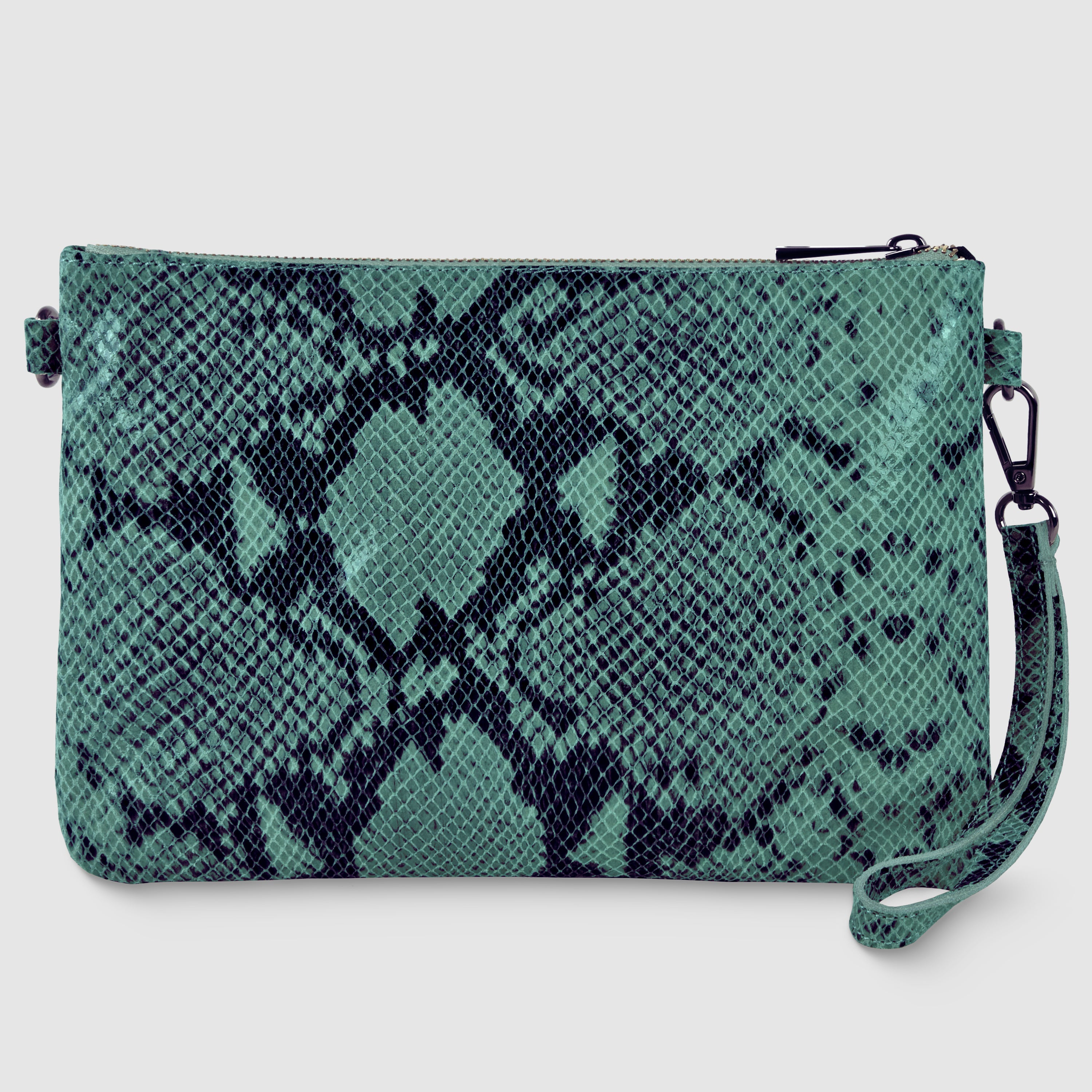 Italian Genuine Python-Print Suede Crossbody Bag 111301