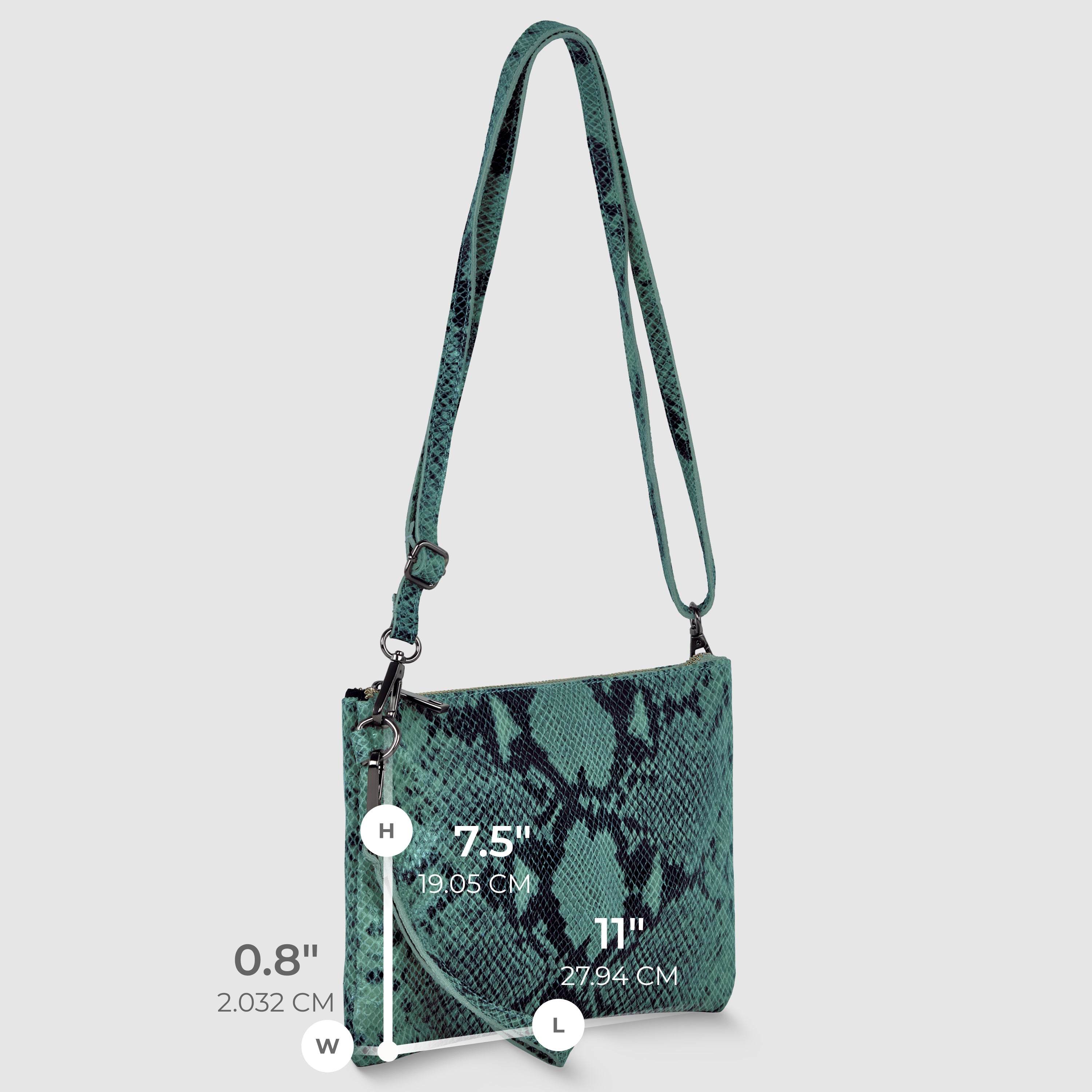 Italian Genuine Python-Print Suede Crossbody Bag 111301