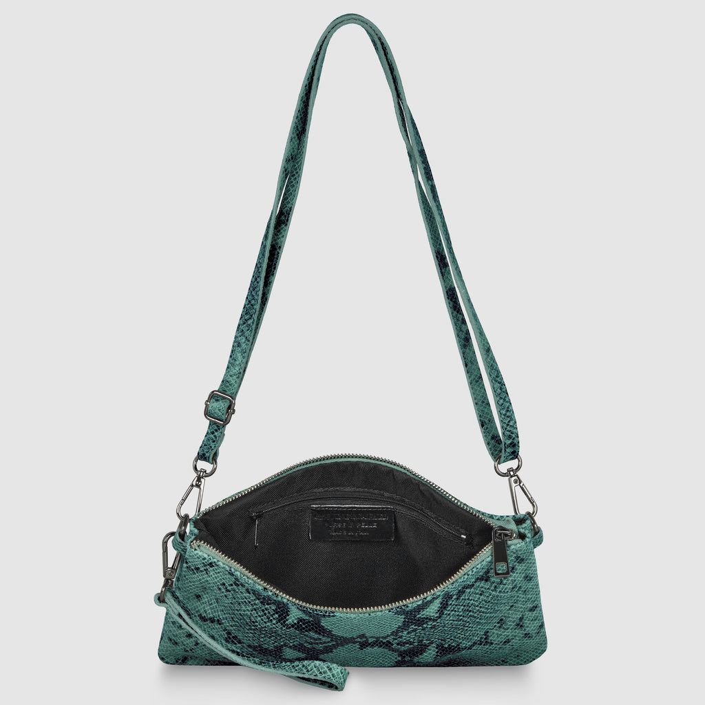 Italian Genuine Python-Print Suede Crossbody Bag 111301